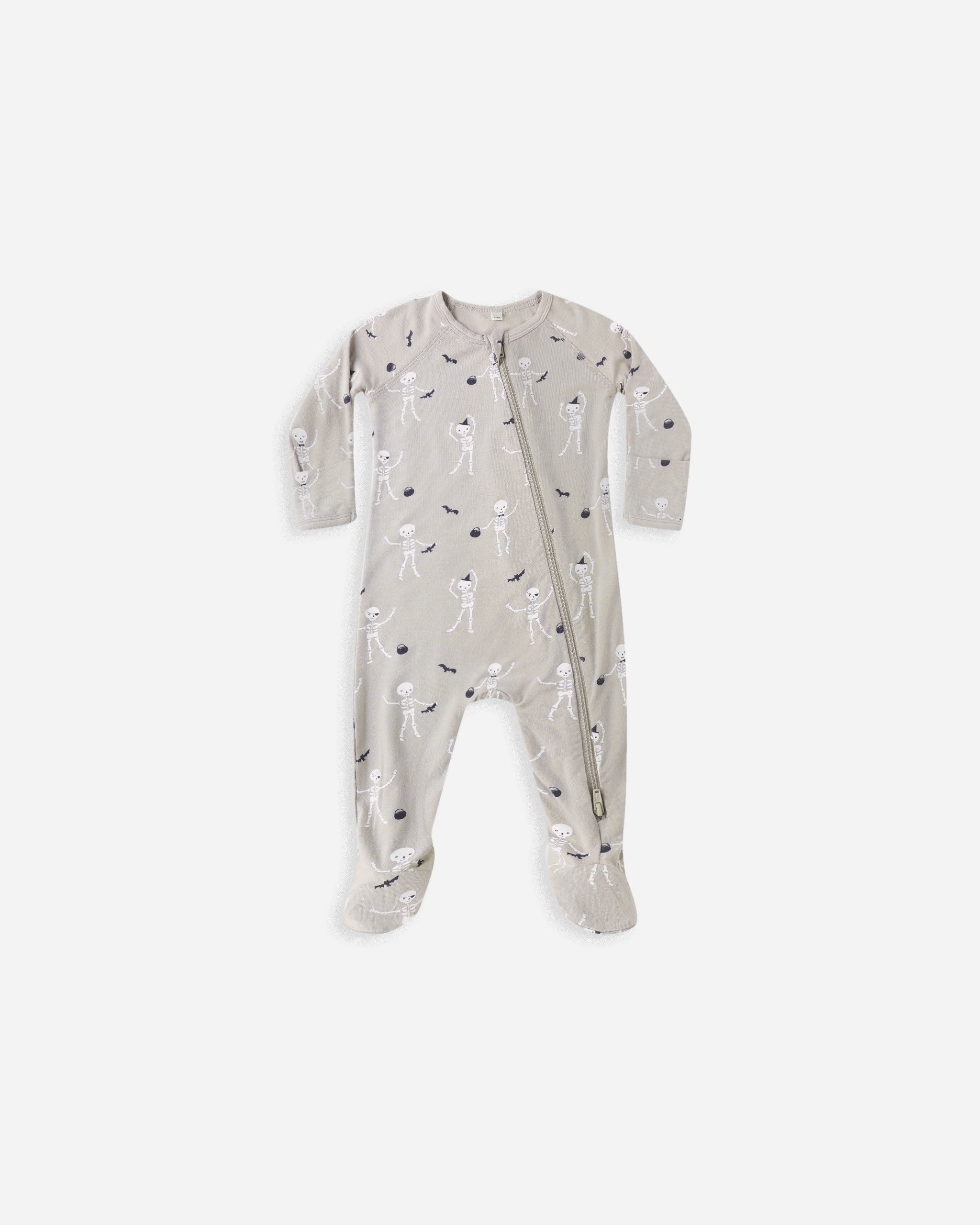 Quincy Mae Bamboo Zip Footie - Skeletons