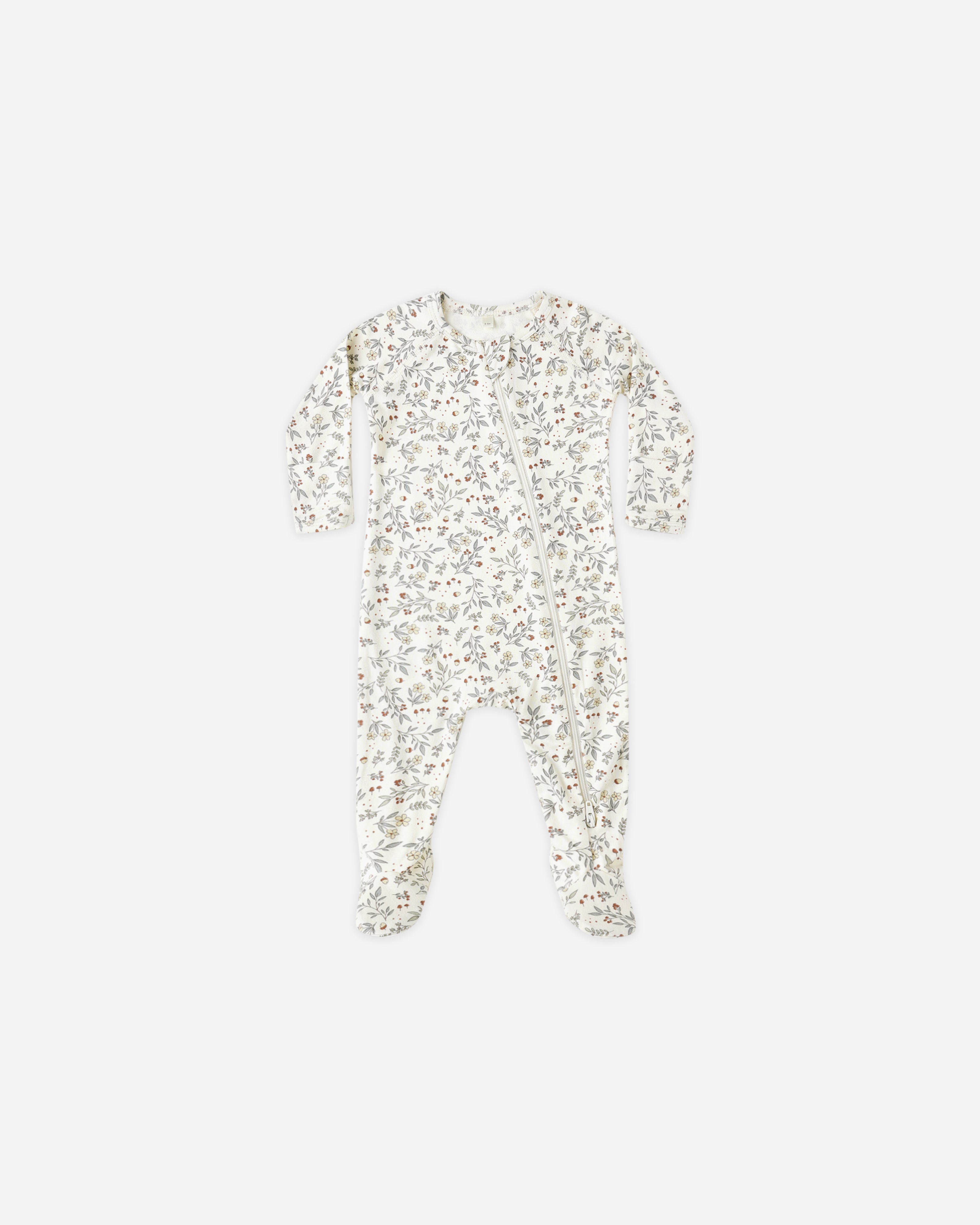 Quincy Mae Bamboo Zip Footie - Woodland