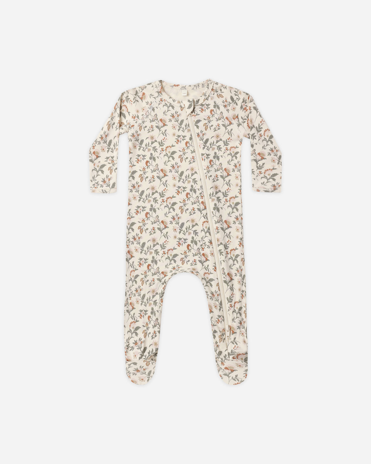 Quincy Mae Bamboo Zip Footie - Holiday Floral