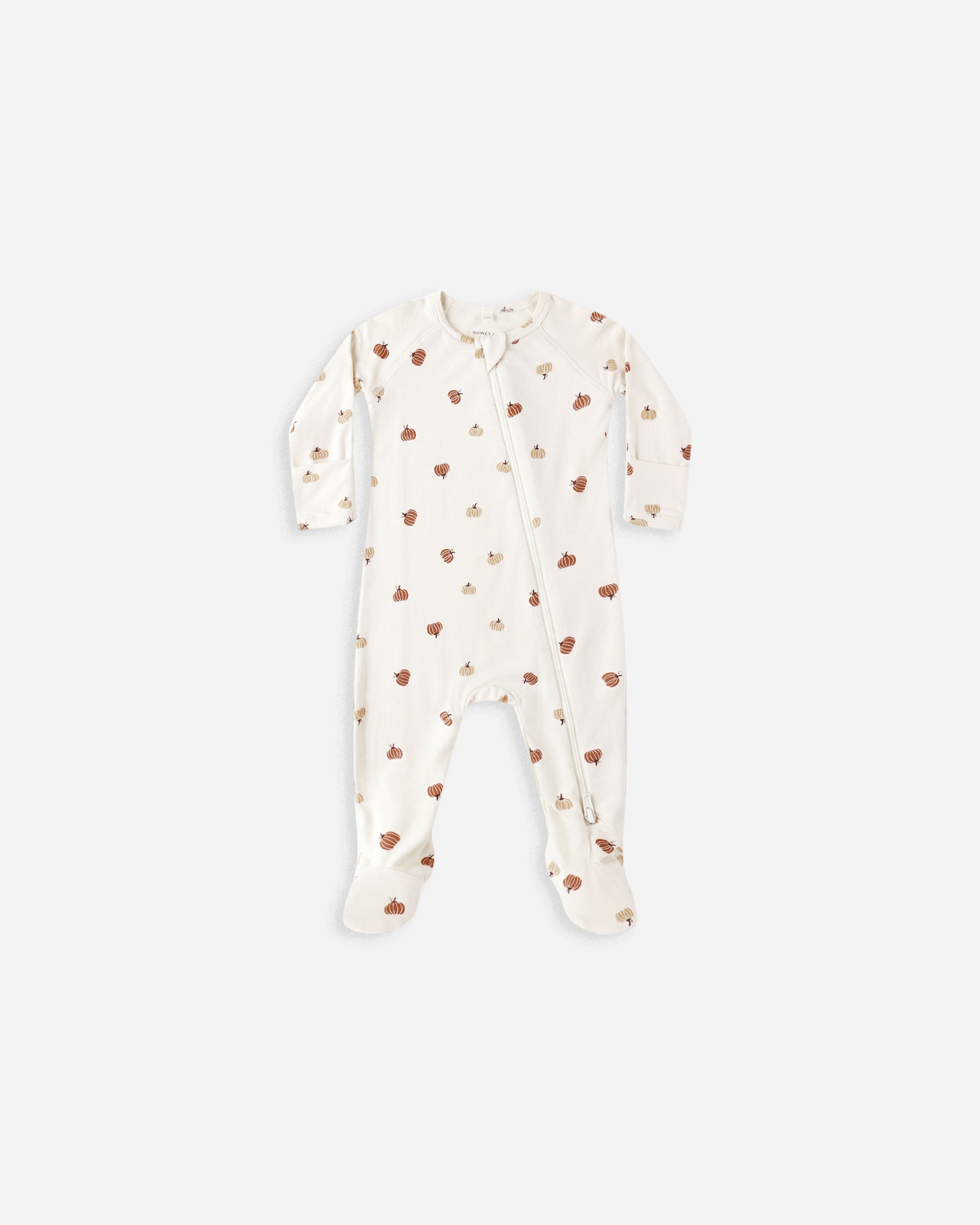 Quincy Mae Bamboo Zip Footie - Pumpkins