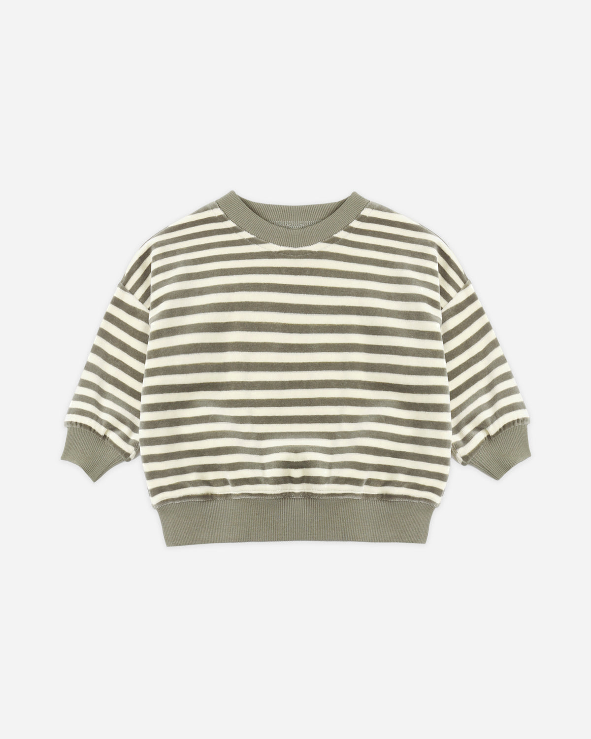 Quincy Mae Velour Relaxed Sweatshirt - Spruce Stripe
