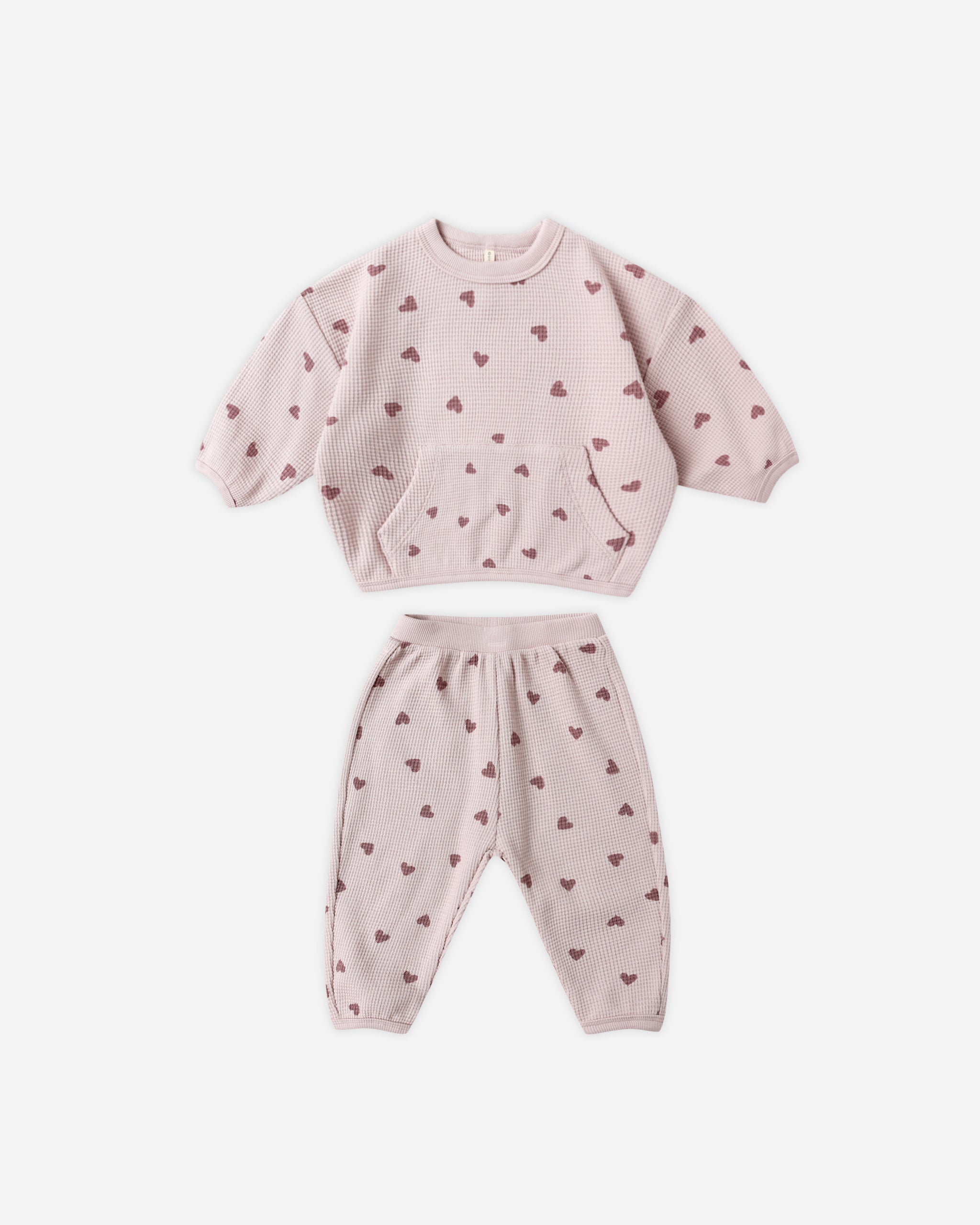 Quincy Mae Waffle Slouch Set - Hearts