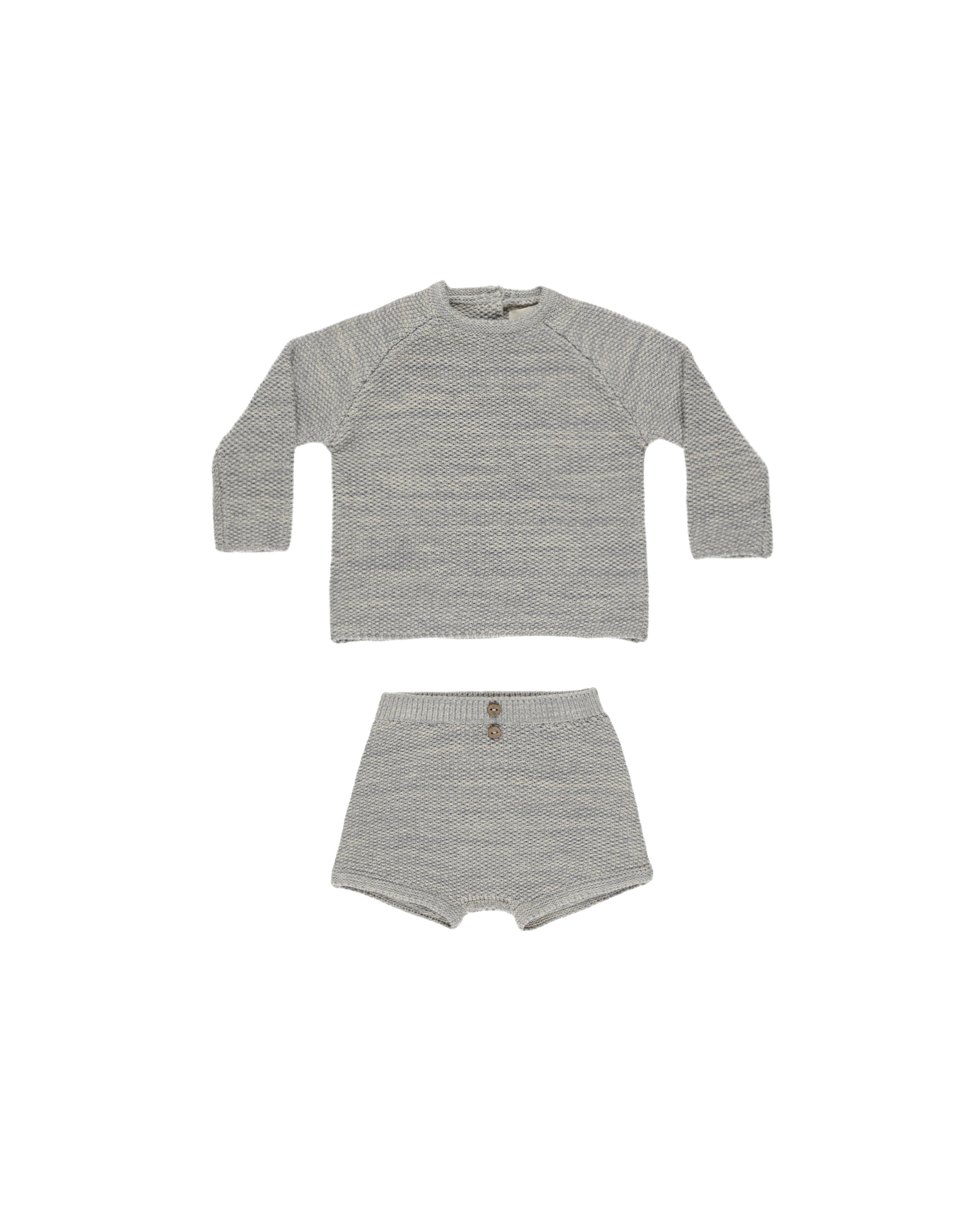 Quincy Mae Summer Knit Set - Heathered Blue