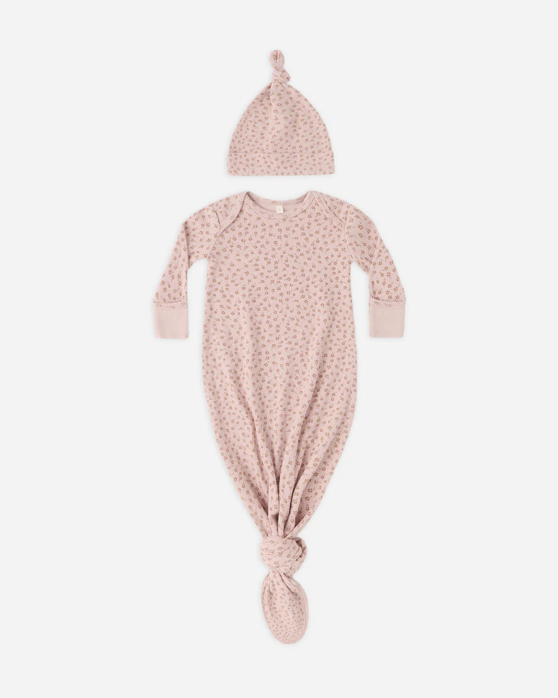 Quincy Mae Knotted Baby Gown + Hat Set - Posy