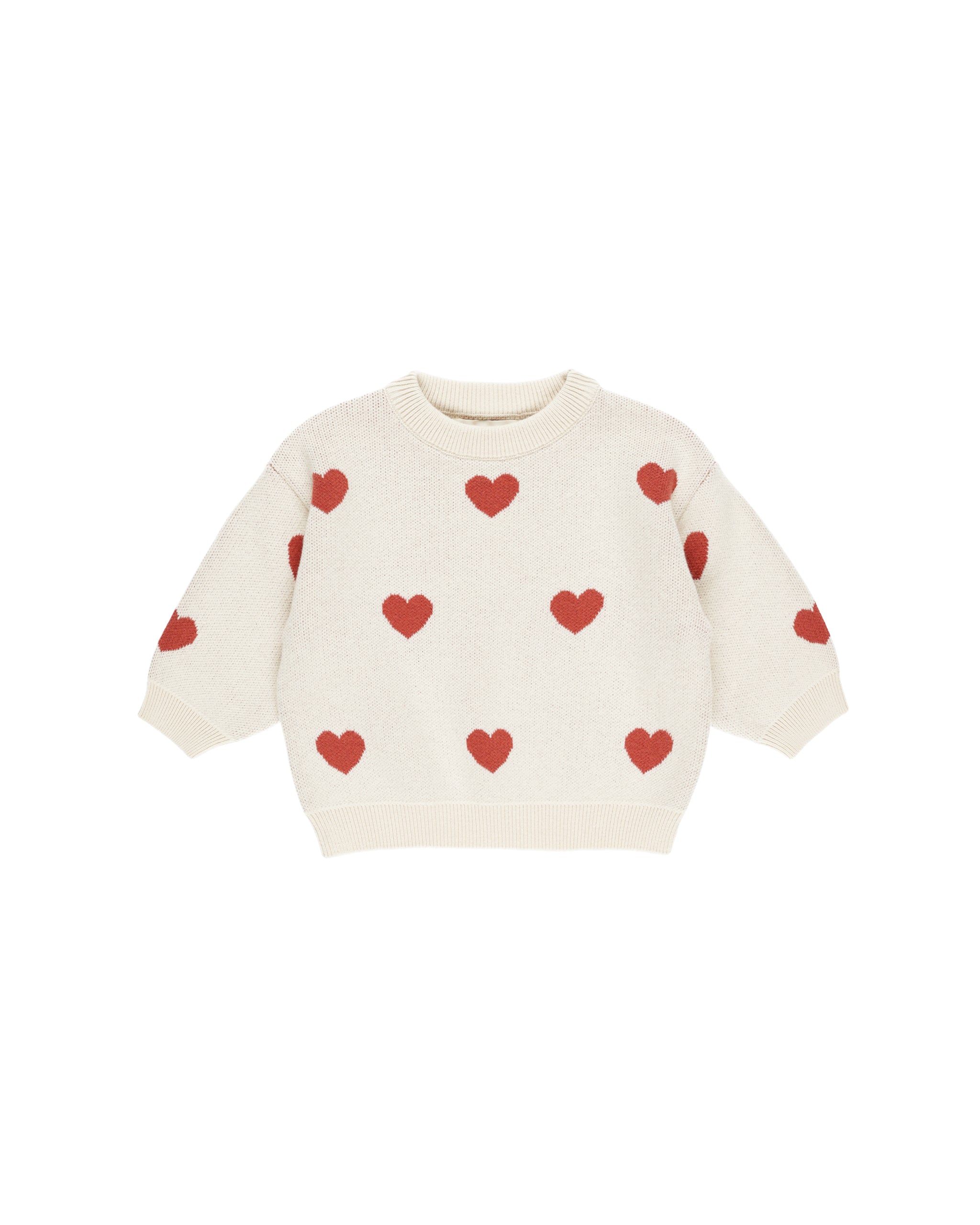 Quincy Mae Heart Knit Sweater - Natural