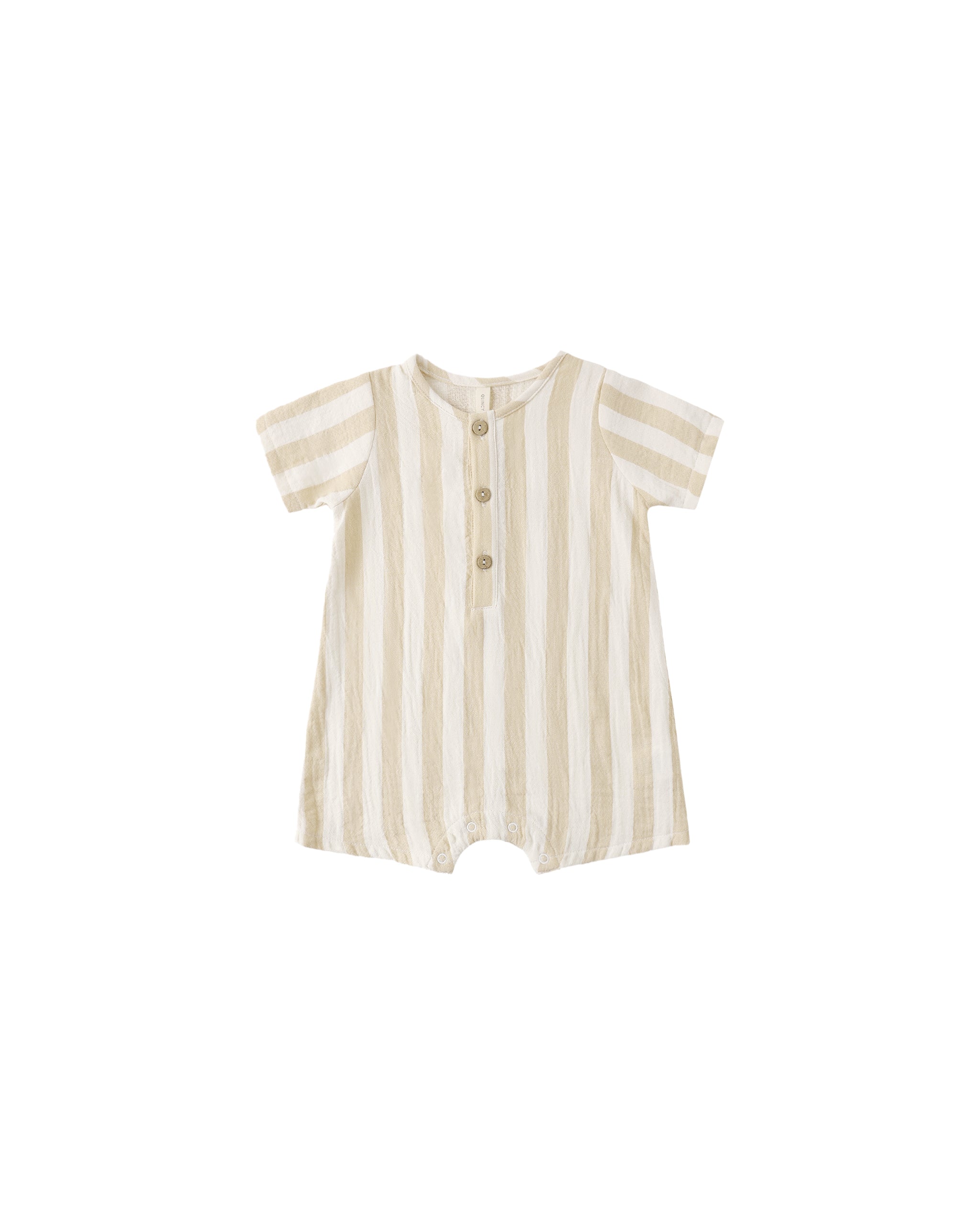 Quincy Mae Short Sleeve Woven Romper - Summer Stripe