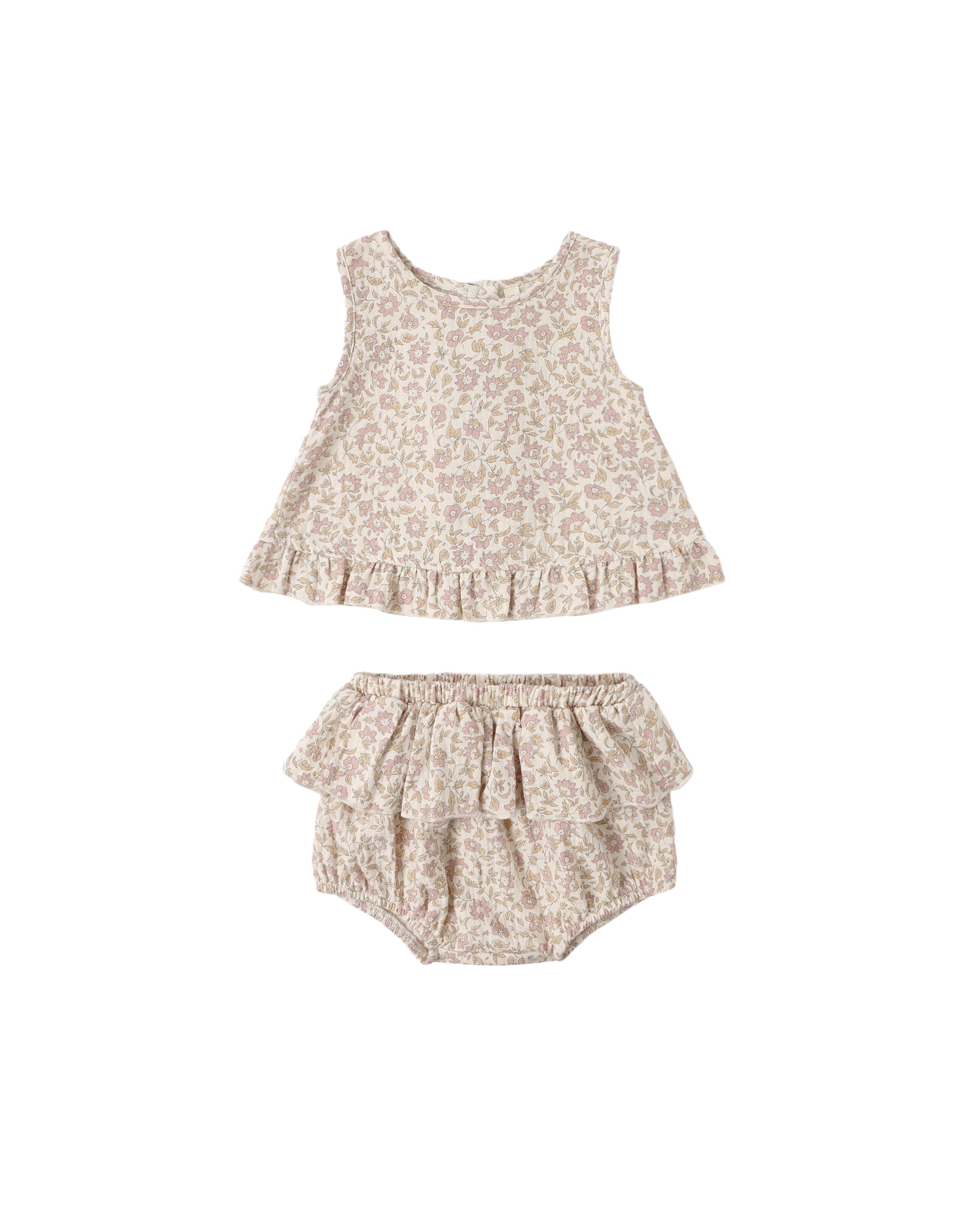 Quincy Mae Ruffled Tulip Top + Bloomer Set - Dahlia