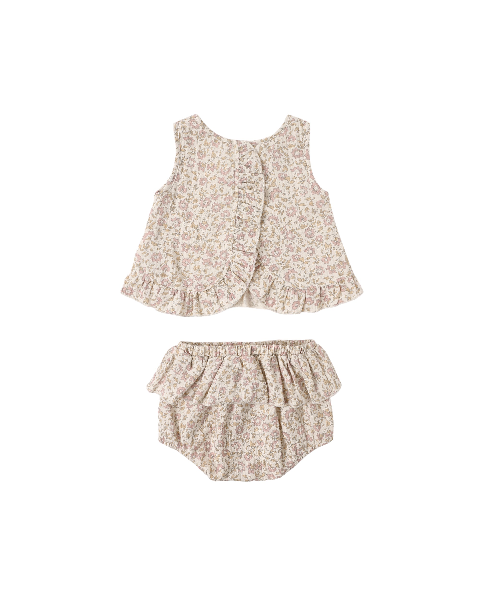 Quincy Mae Ruffled Tulip Top + Bloomer Set - Dahlia