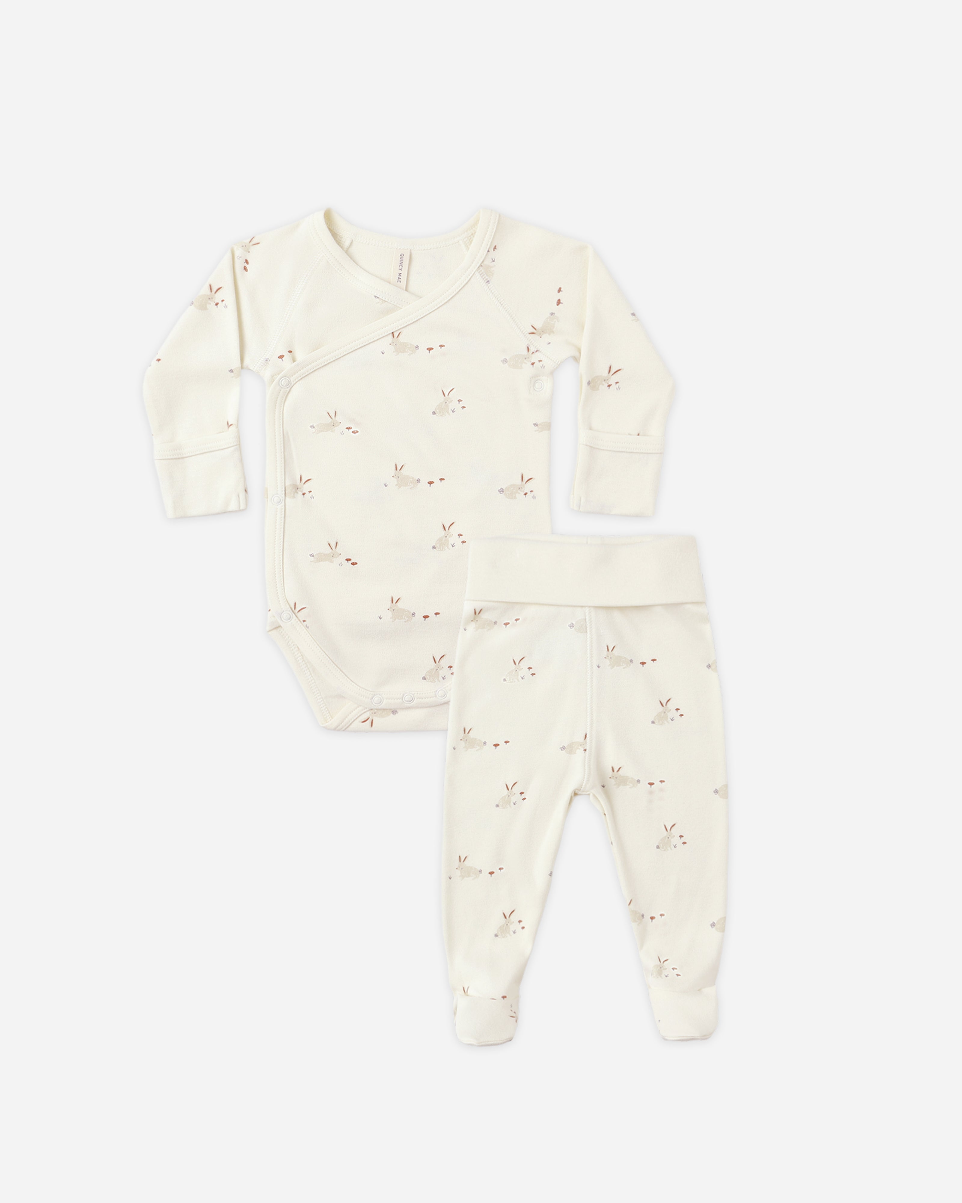 Quincy Mae Side Snap Bodysuit + Pant Set - Bunnies