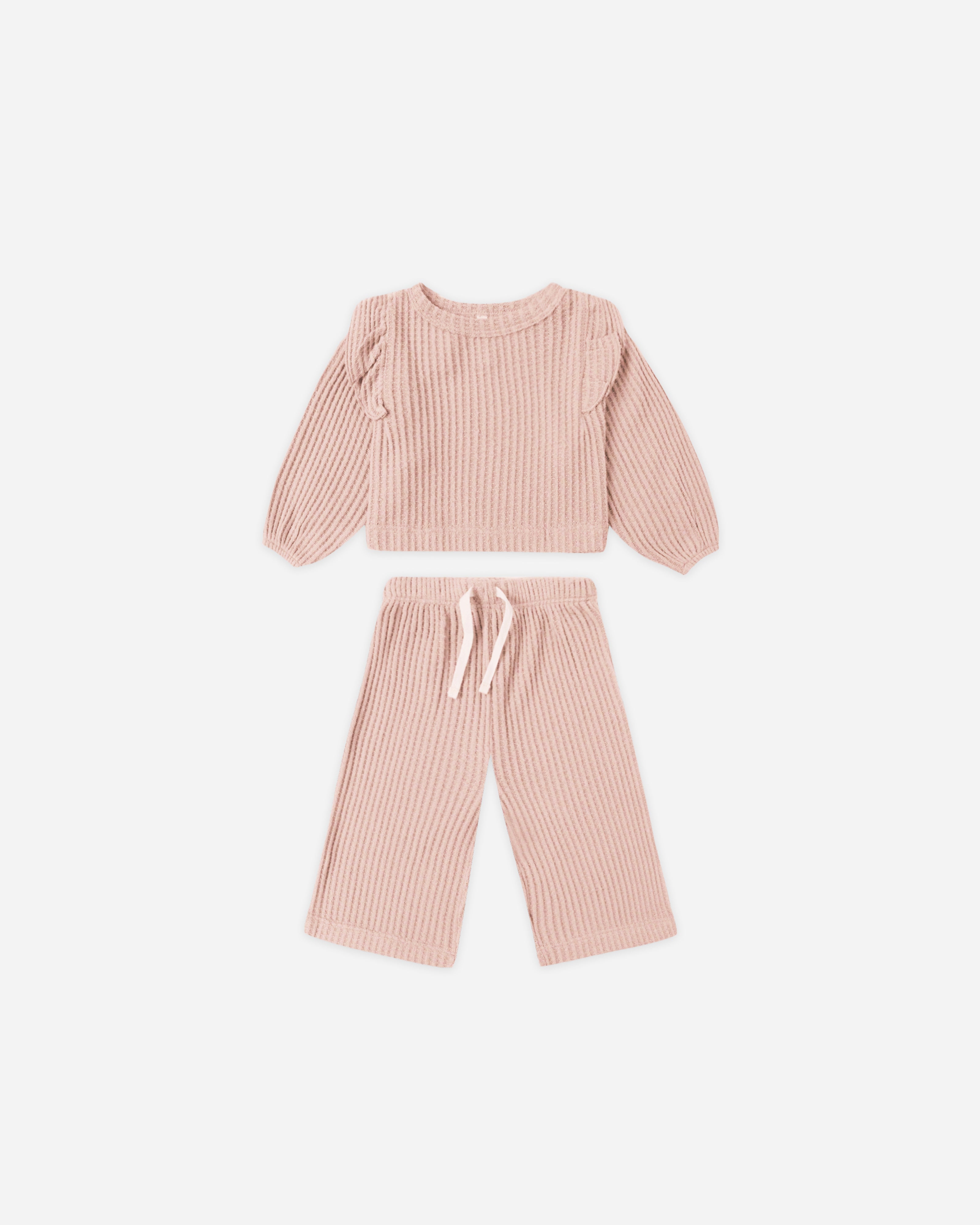 Quincy Mae Ruffle Cozy Set - Rose