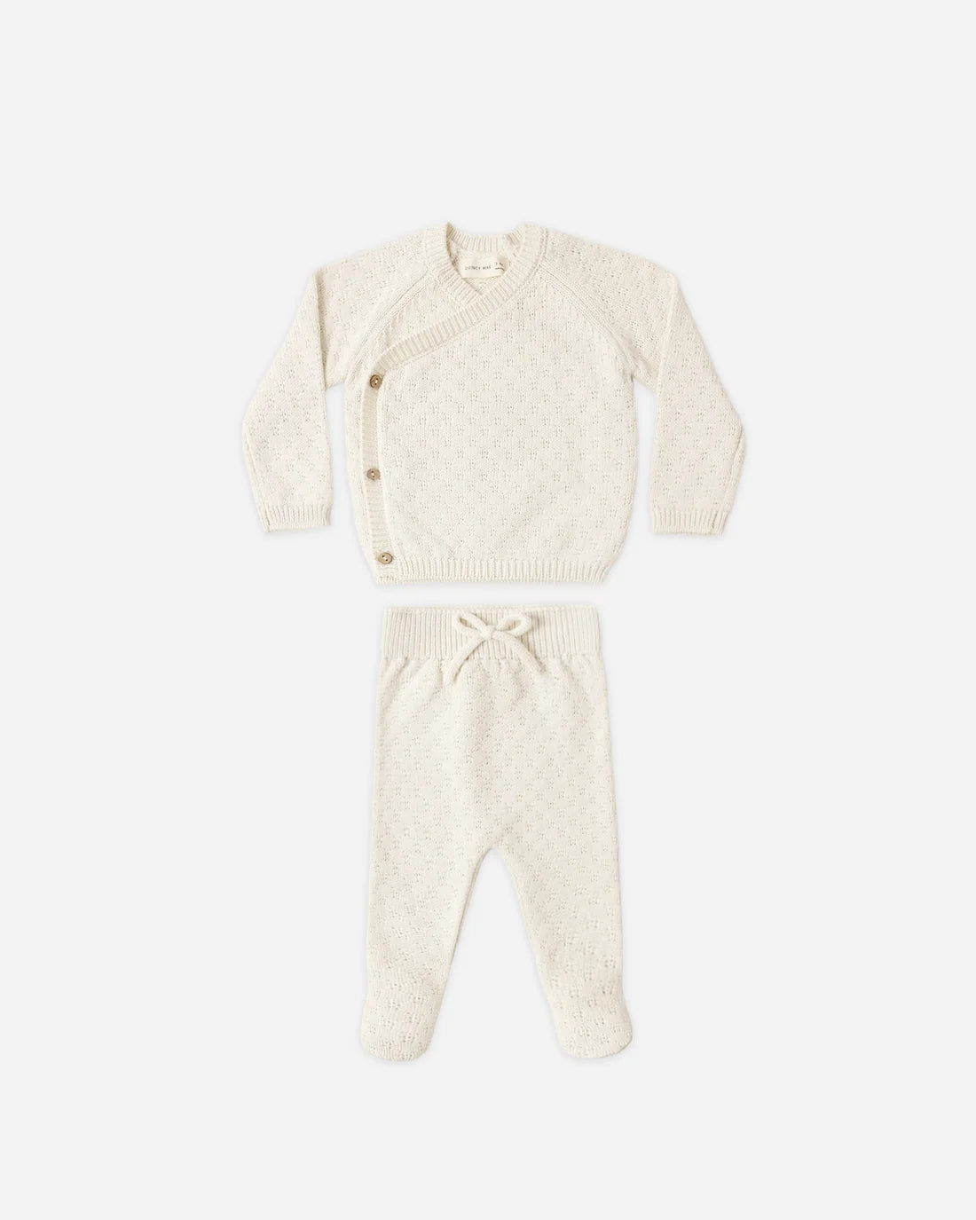 Quincy Mae Knit Wrap Top + Pant Set - Natural