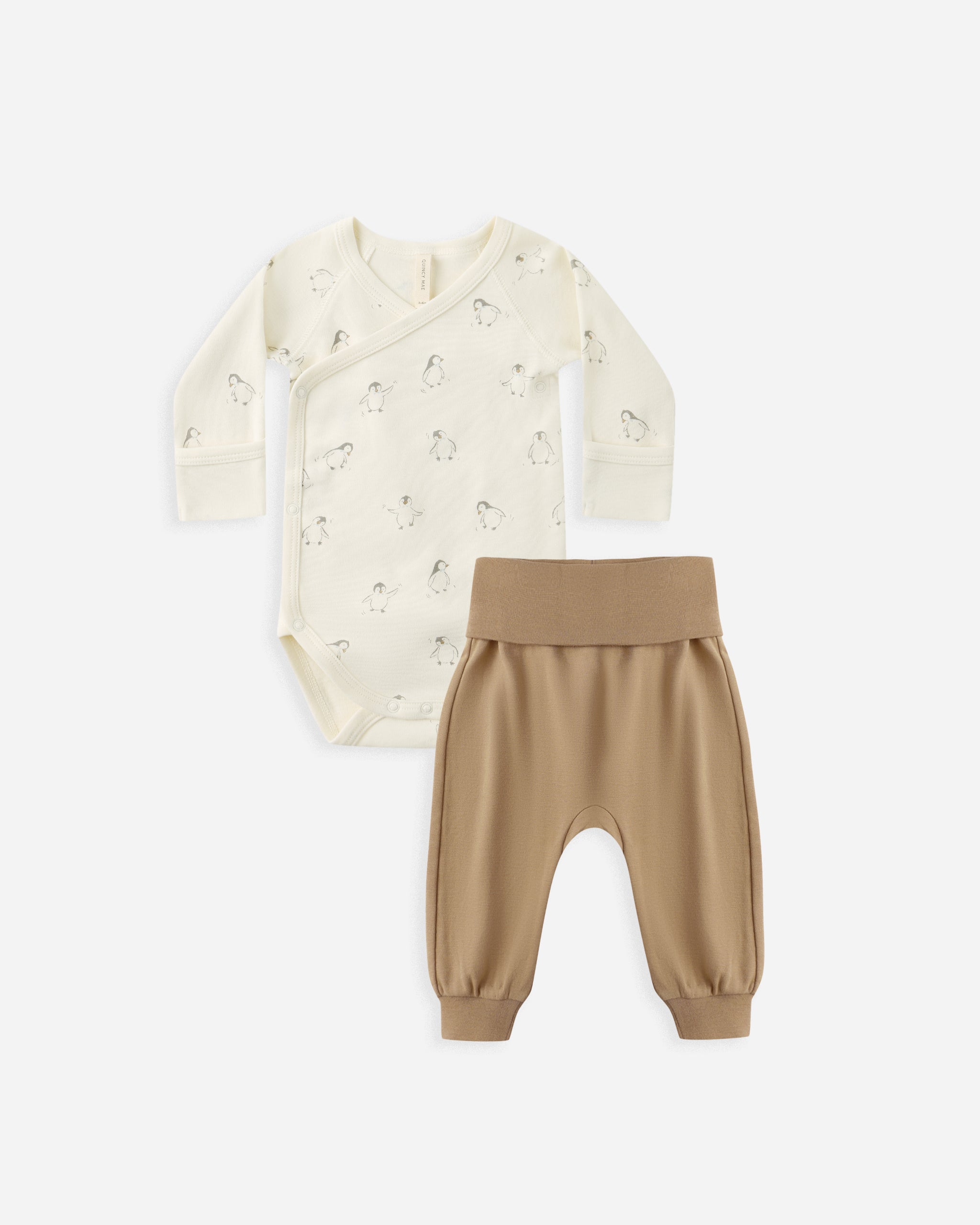 Quincy Mae Side Snap Bodysuit + Pant Set - Penguins