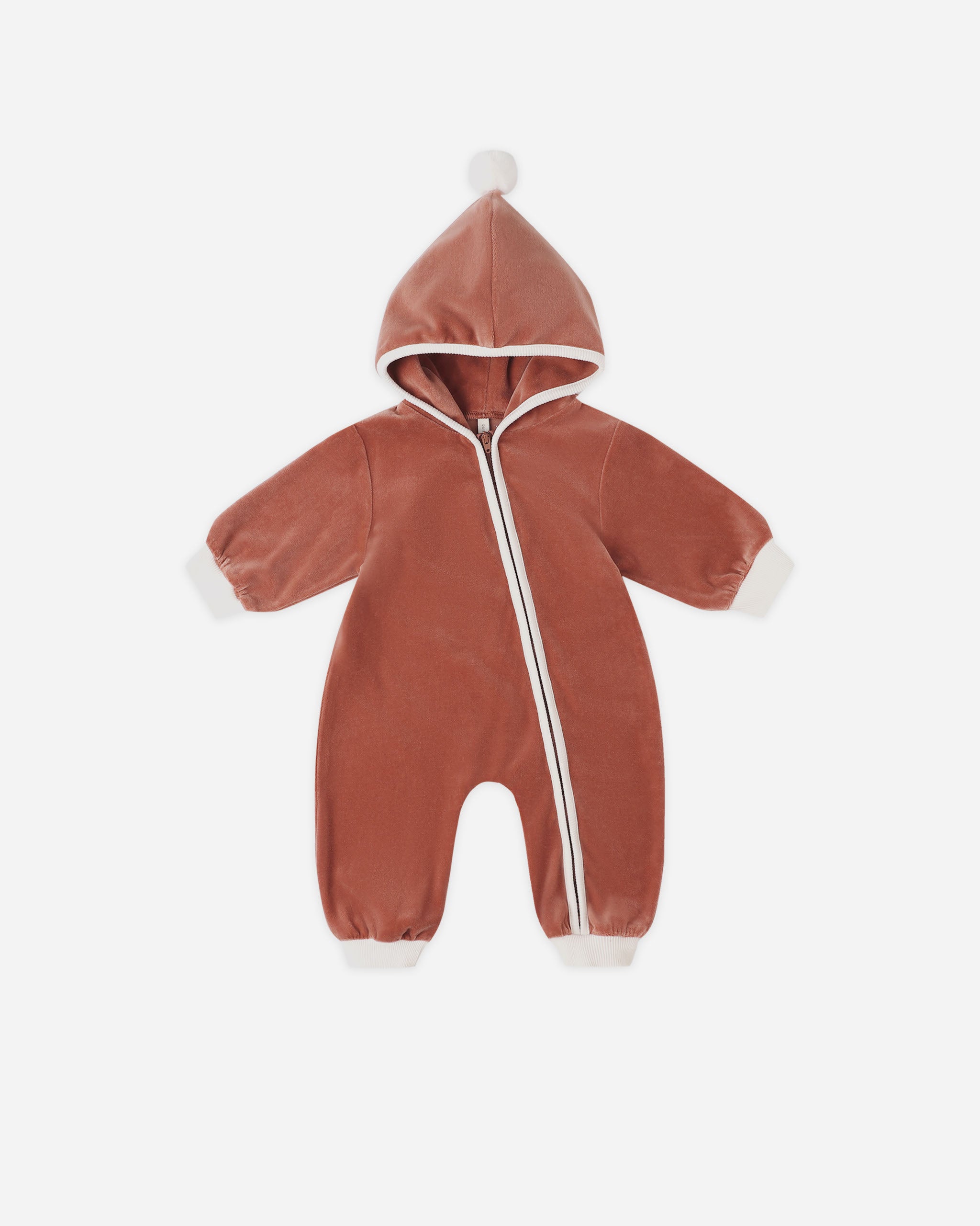 Quincy Mae Velour Zip Jumpsuit - Cranberry