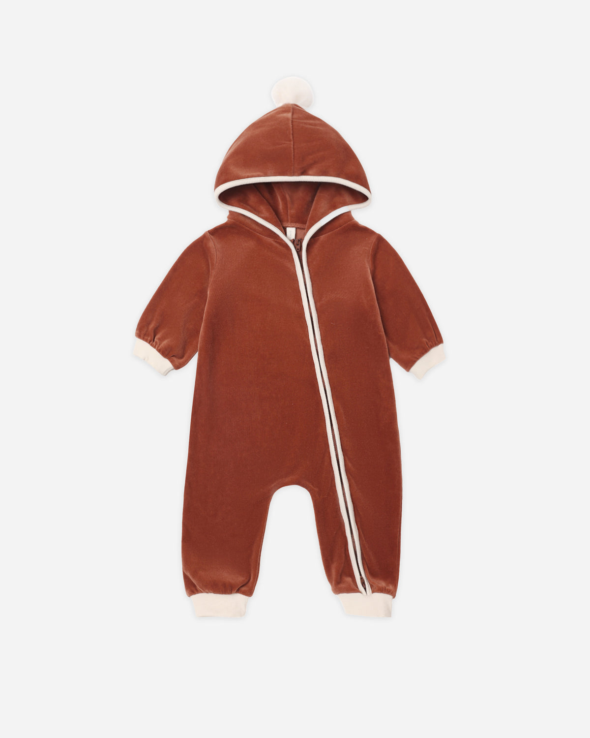 Quincy Mae Velour Zip Jumpsuit - Redwood