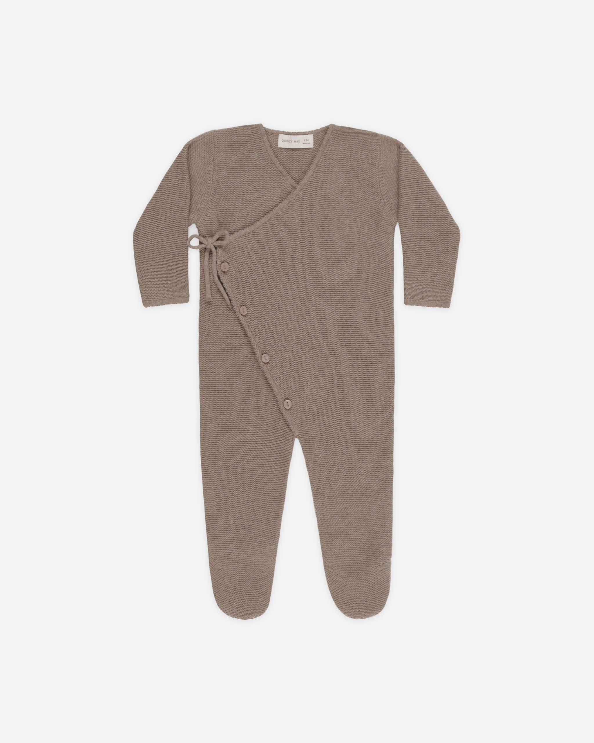 Quincy Mae Wrap Knit Footie - Heathered Mocha