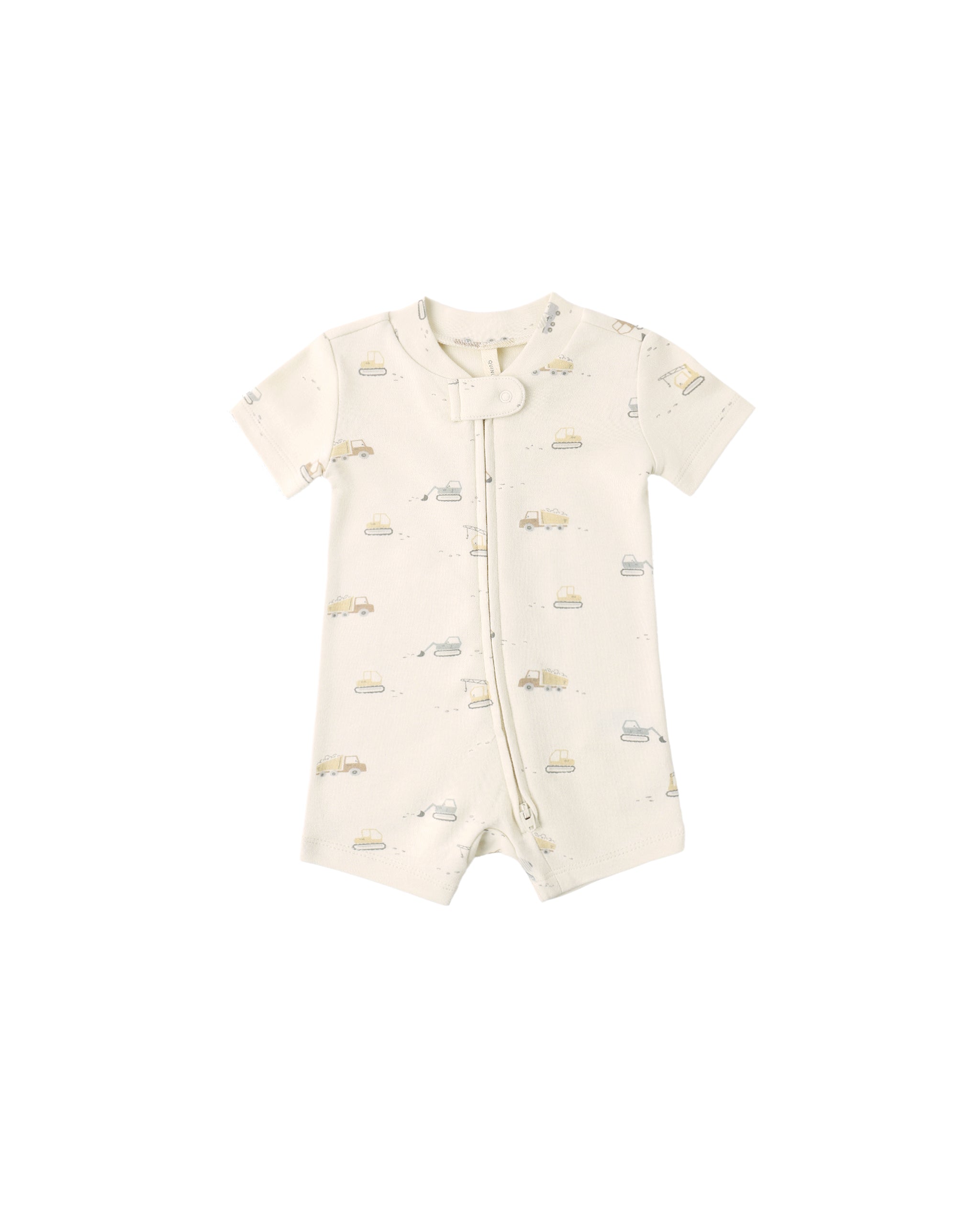Quincy Mae Zip Short Sleeve Sleeper - Construction Trucks