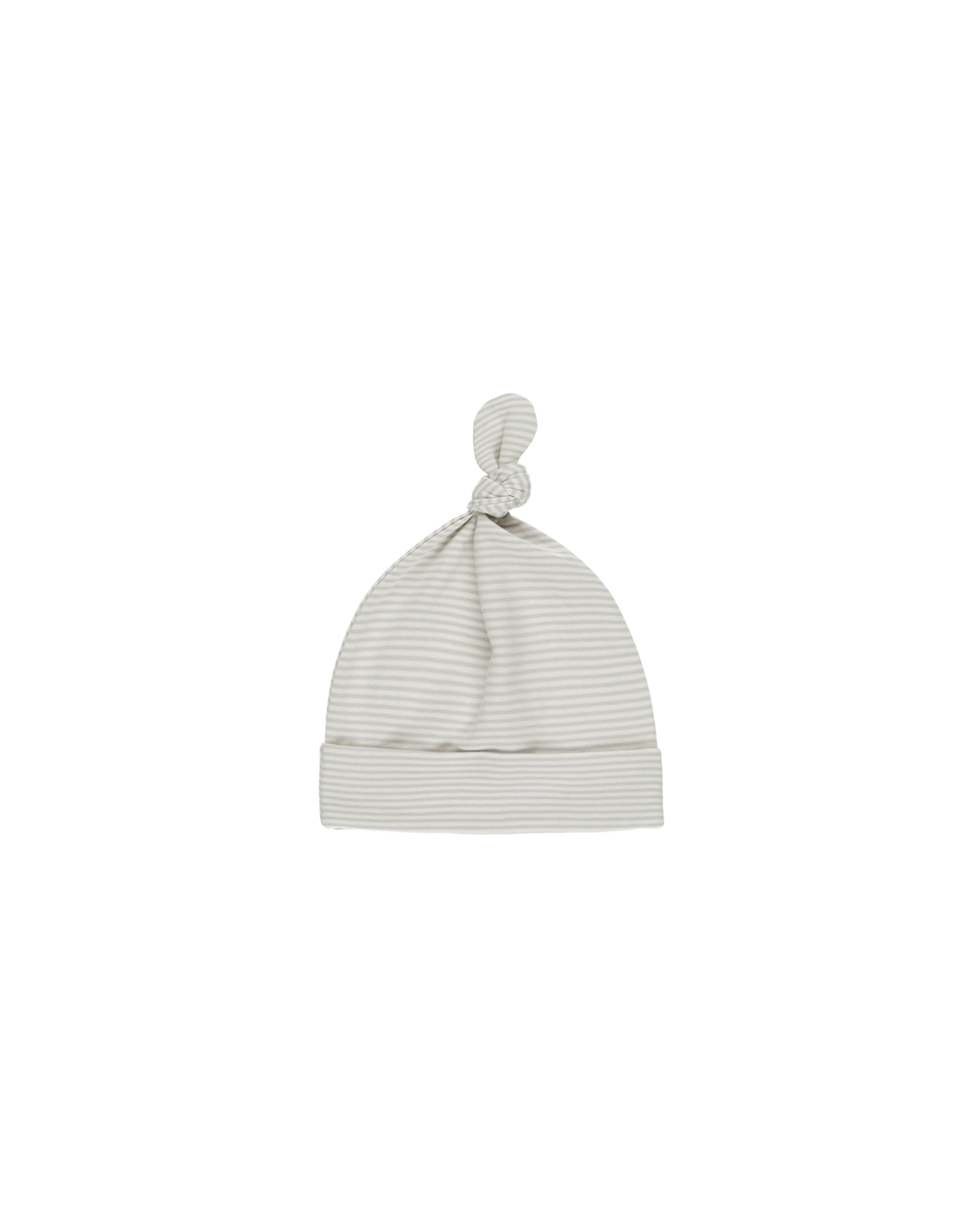 Quincy Mae Knotted Baby Hat - Sky Micro Stripe