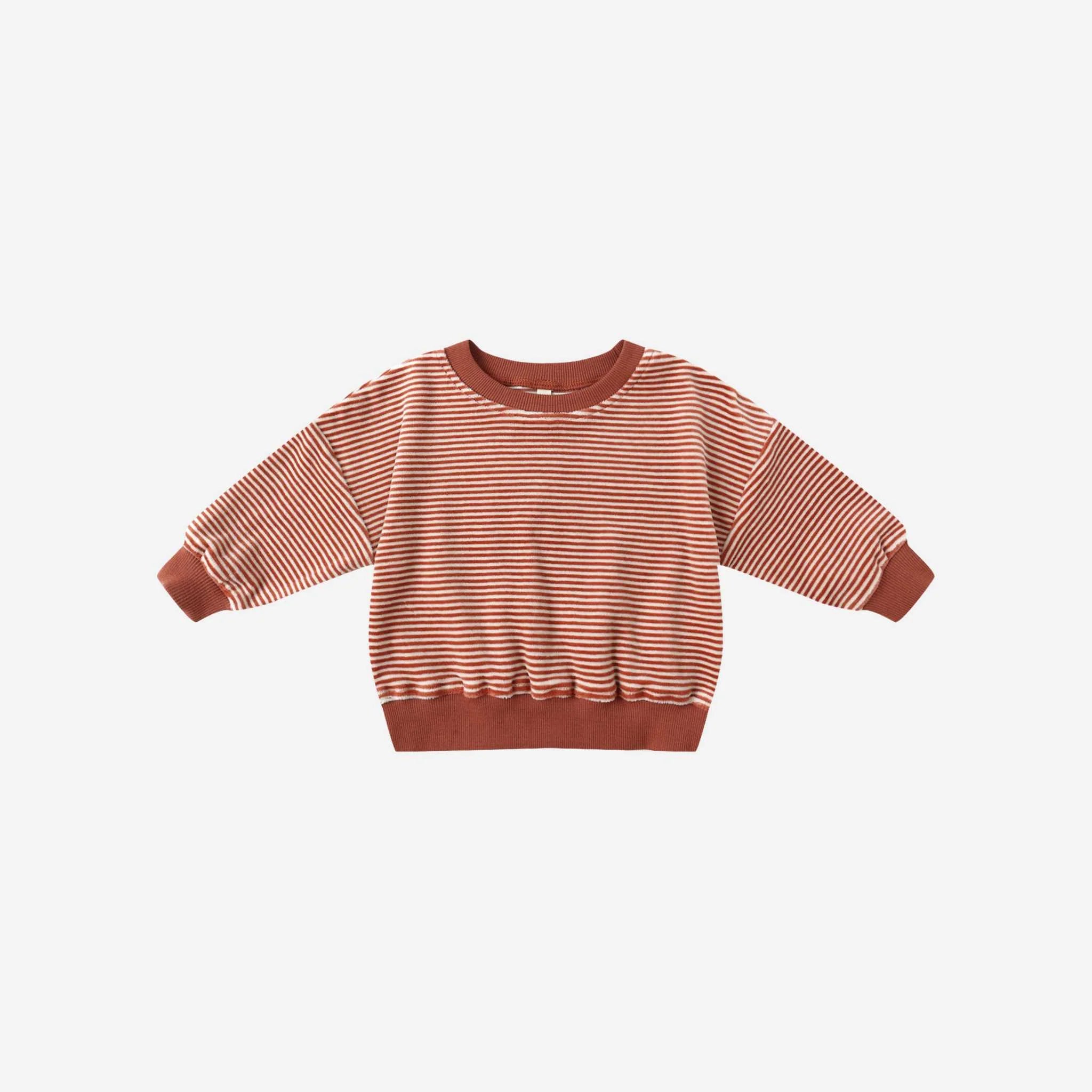 Quincy Mae Velour Relaxed Sweatshirt - Candy Stripe