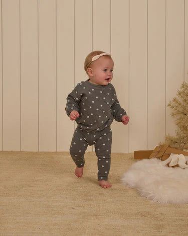 Rylee + Cru Spongey Knit Set - Forest Polka Dot