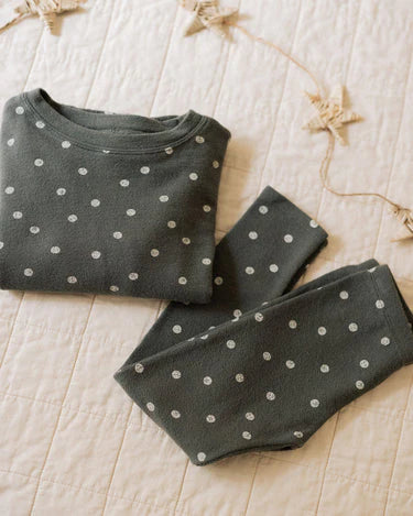 Rylee + Cru Spongey Knit Set - Forest Polka Dot