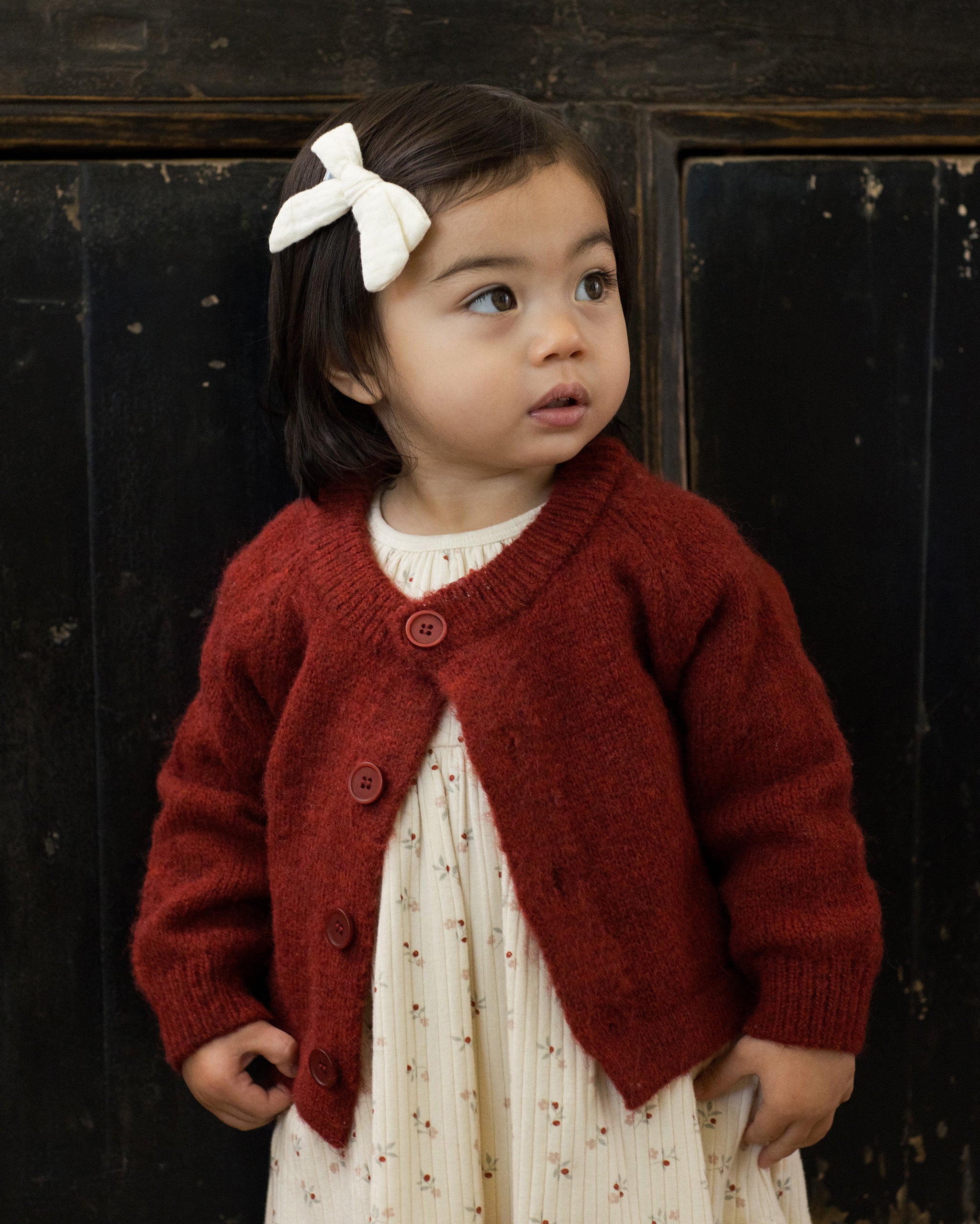 Rylee + Cru Fuzzy Cardigan - Ruby