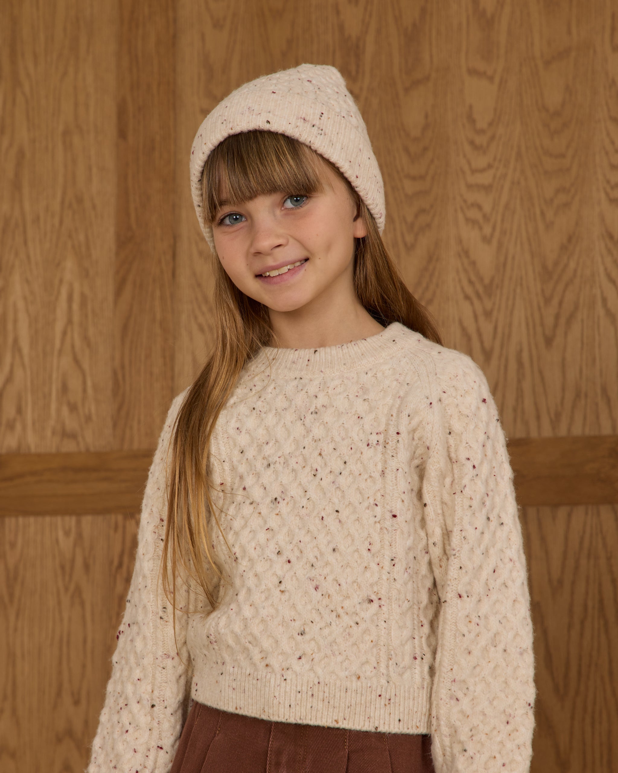 Rylee + Cru Cable Knit Sweater - Natural Speckled