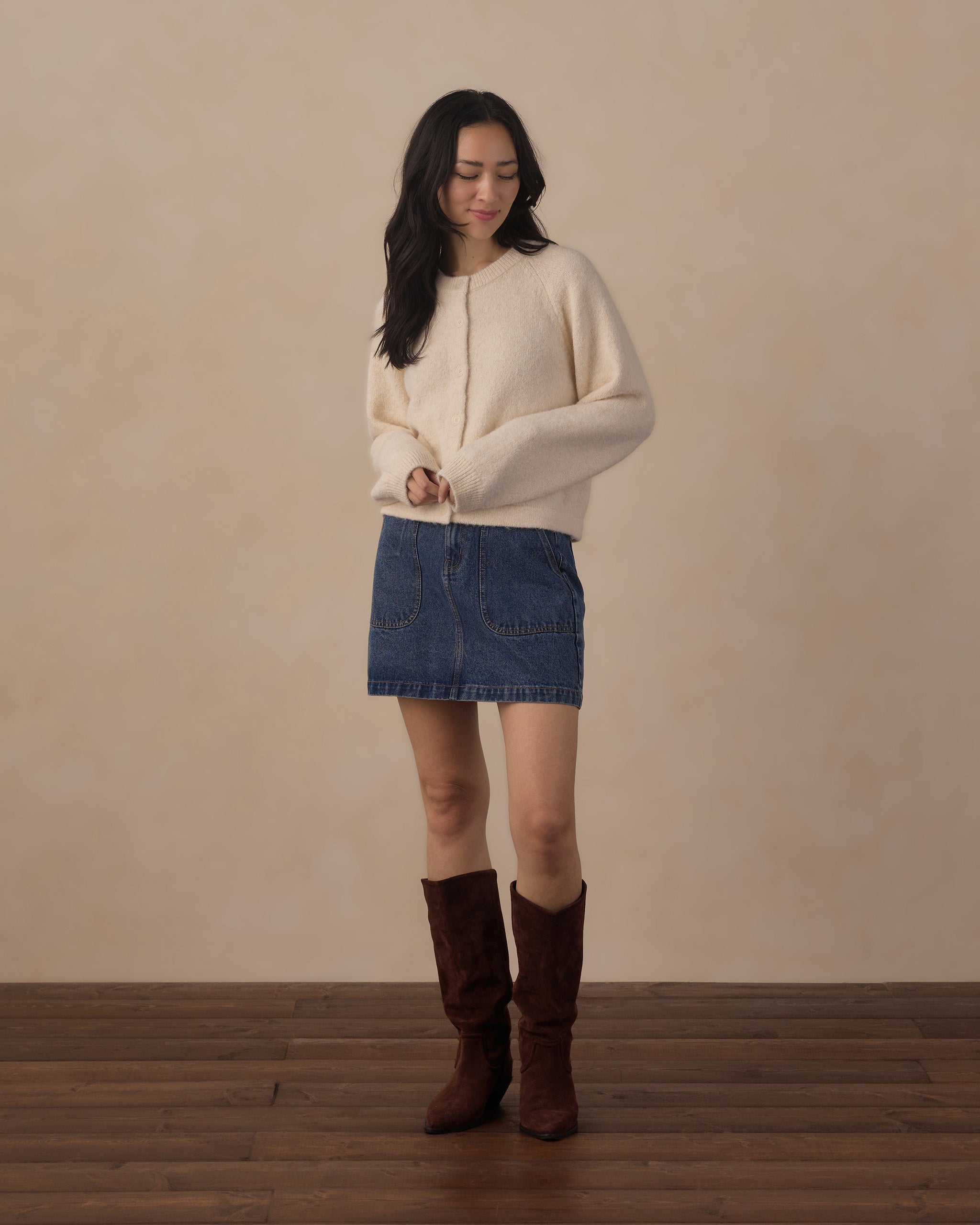 Rylee + Cru Women's Fuzzy Cardigan - Natural