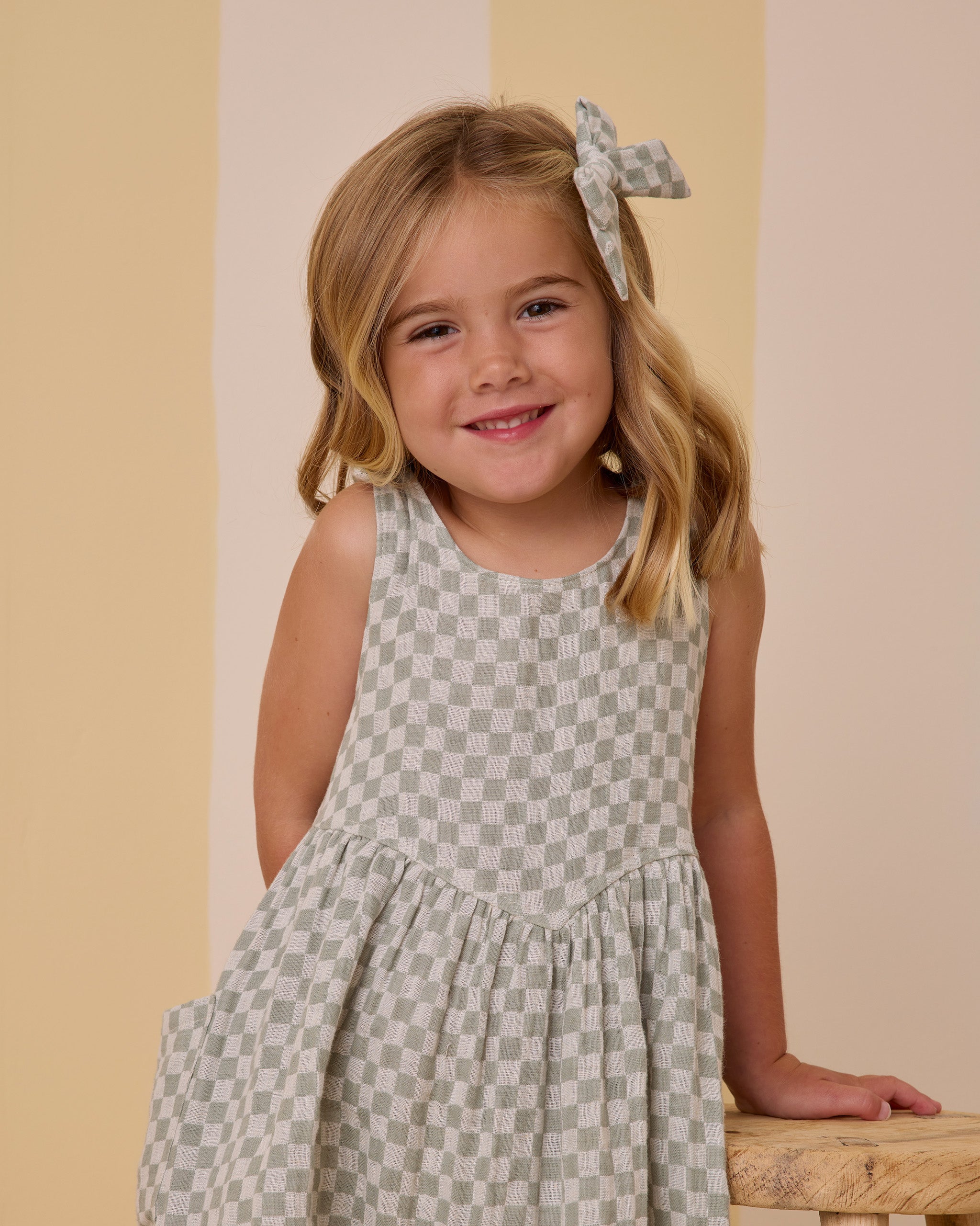 Rylee + Cru Summer Dress - Sage Check