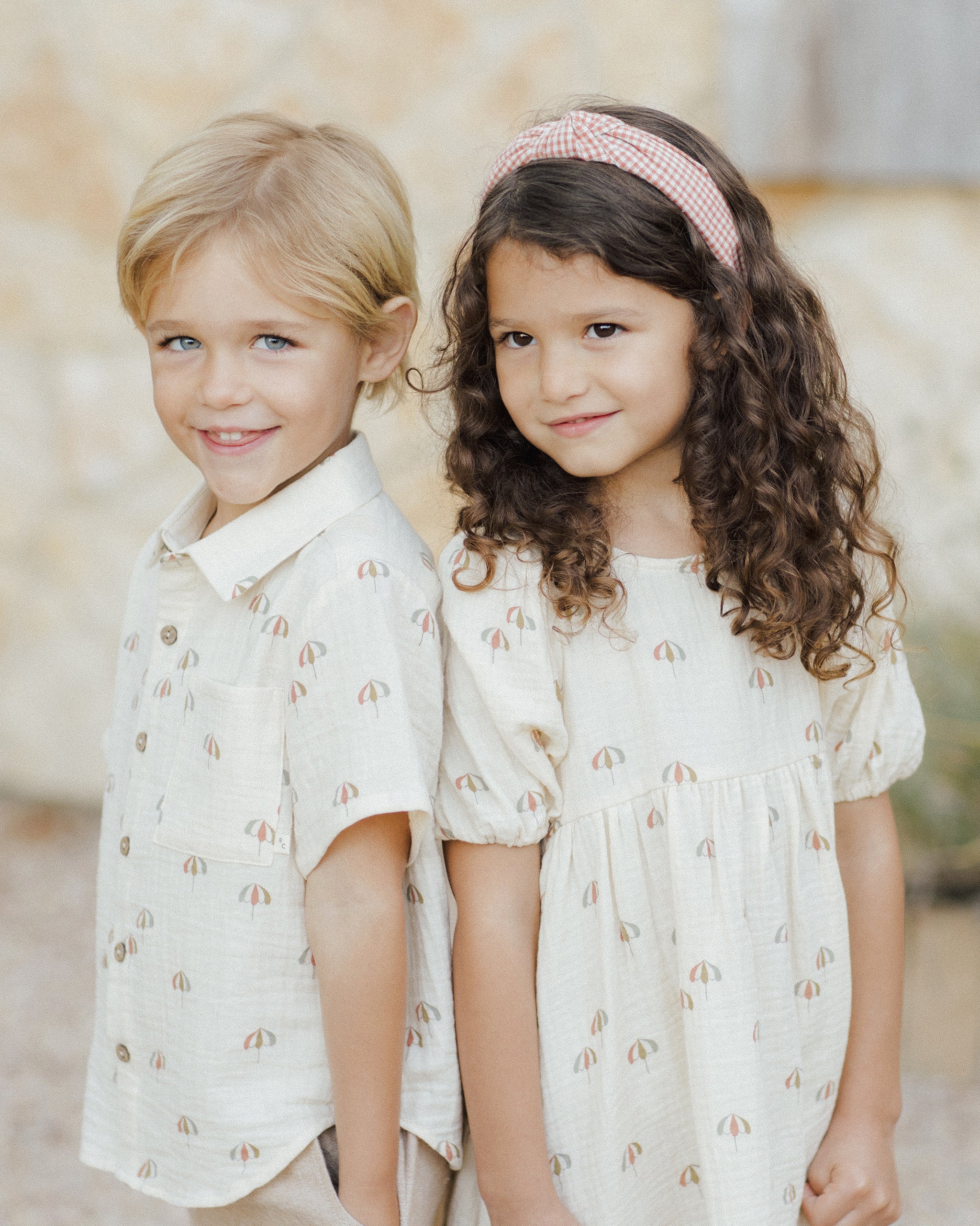 Rylee + Cru Collared Short Sleeve Shirt - Umbrellas