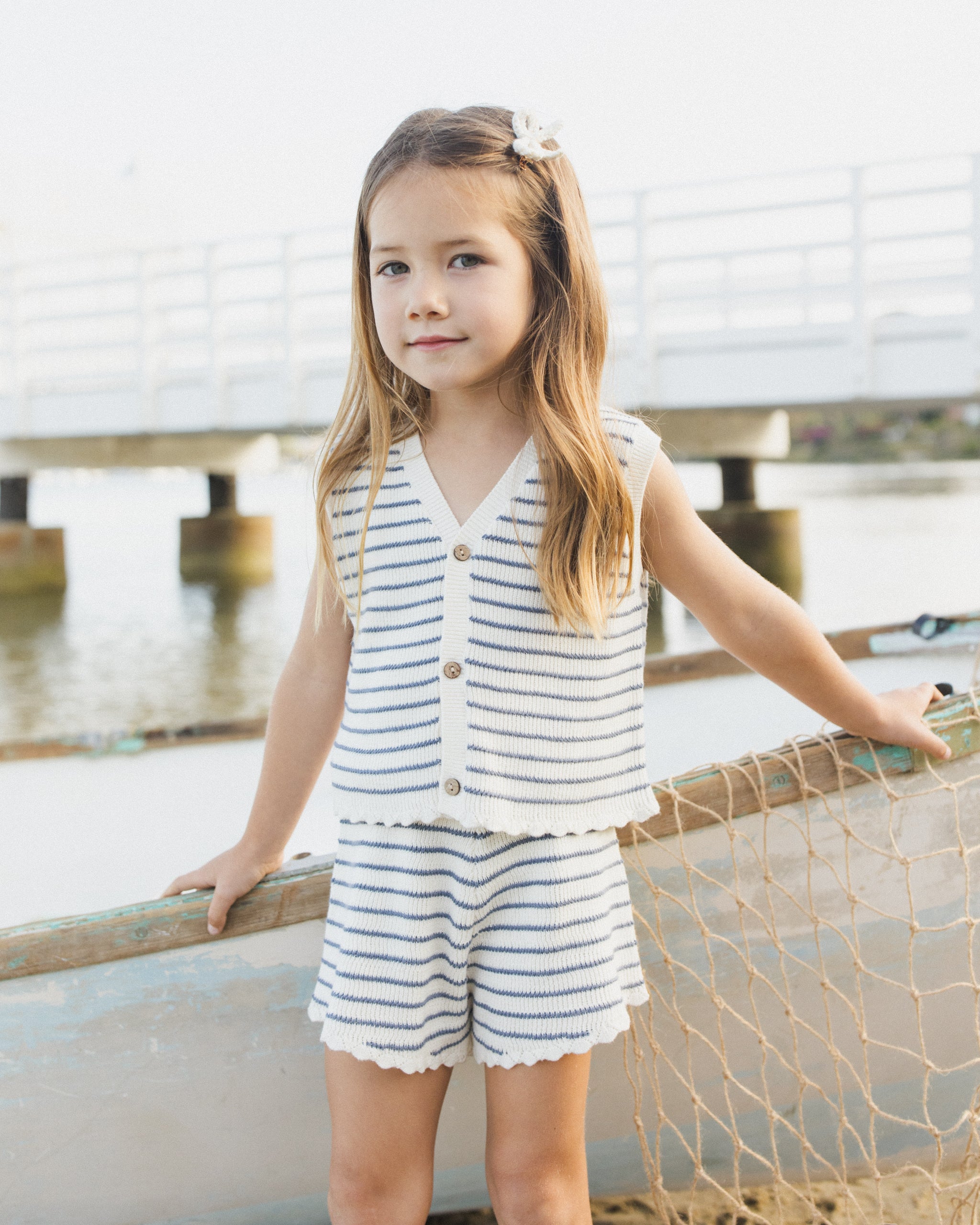 Rylee + Cru Knit Vest Set - Marine Stripe