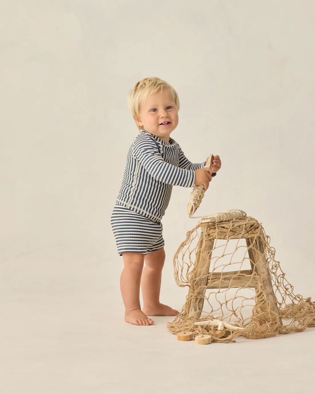 Rylee + Cru Boys Rashguard Set - Navy Stripe