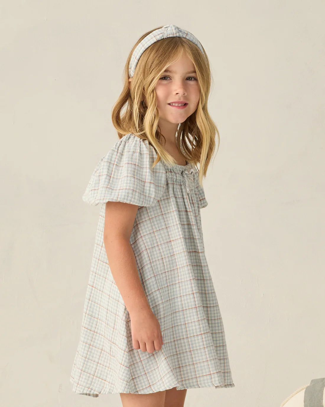 Rylee + Cru Sabrina Mini Dress - Light Blue Plaid