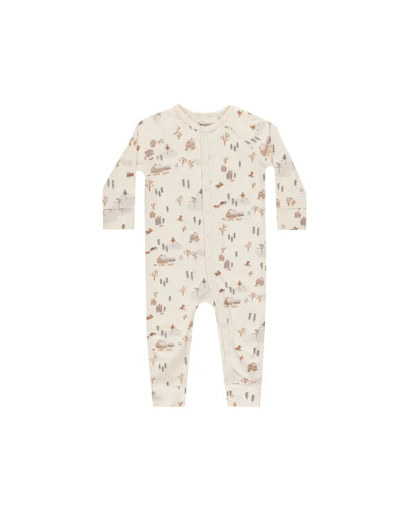 Rylee + Cru Organic Long John Pajamas - Winter Town