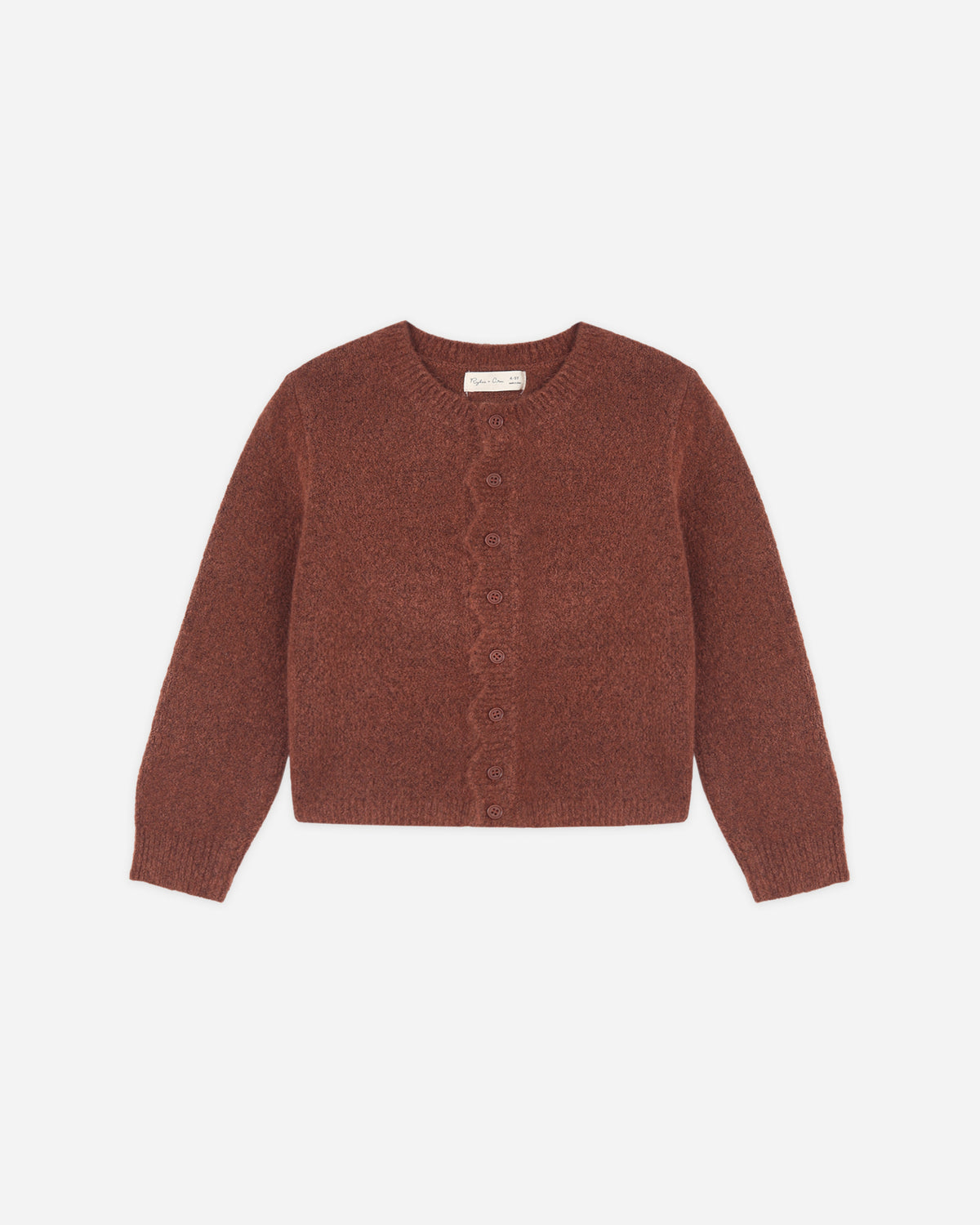 Rylee + Cru Scallop Cardigan - Brick