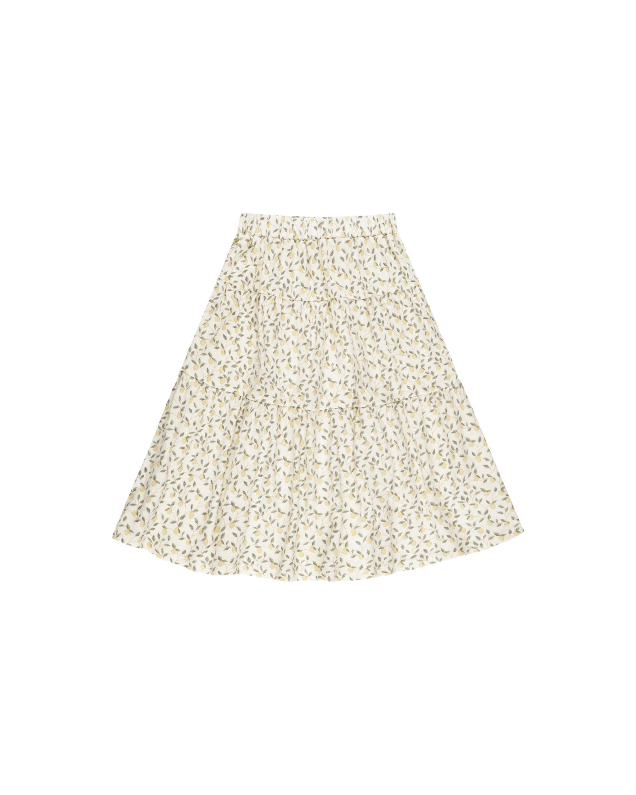 Rylee + Cru Tiered Midi Skirt - Lemons