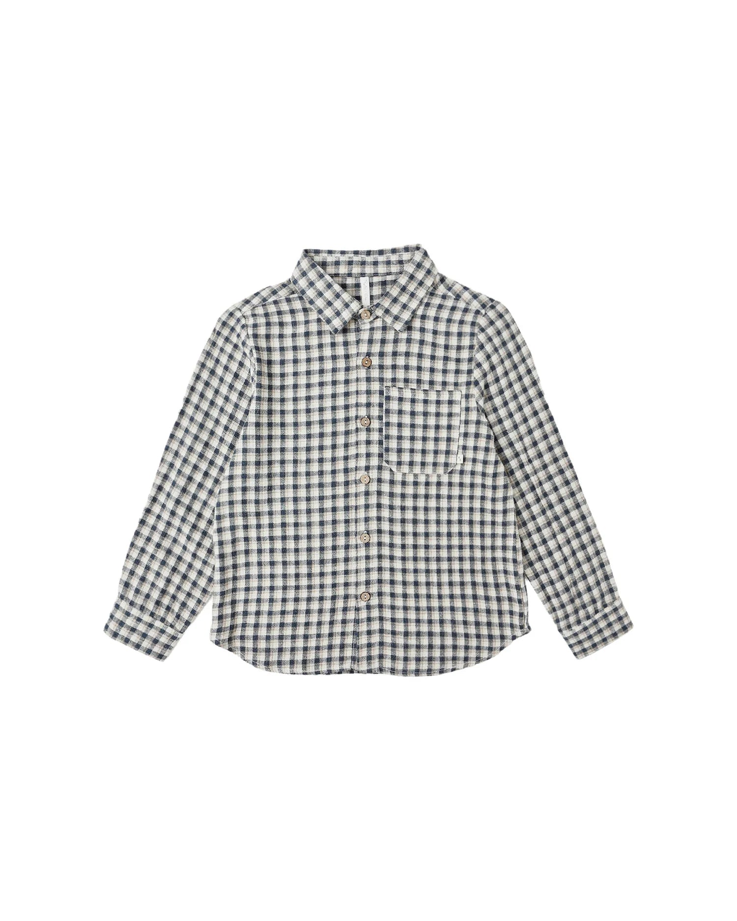 Rylee + Cru Long Sleeve Collared Shirt - Navy Check