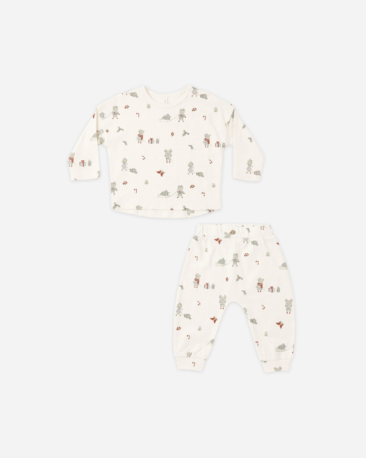Rylee + Cru Long Sleeve Tee + Pant Set - Holiday Mouse