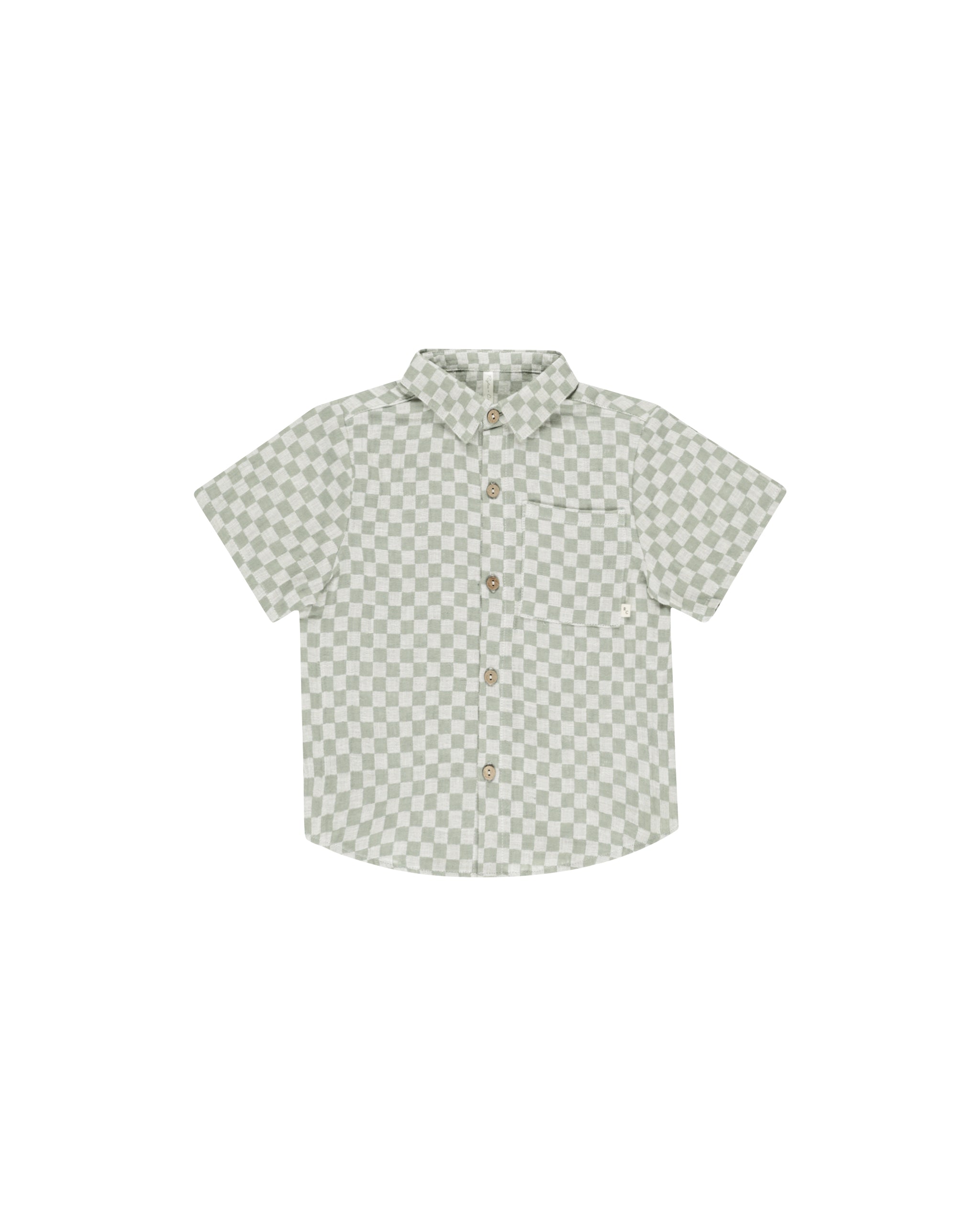 Rylee + Cru Collared Short Sleeve Shirt - Sage Check