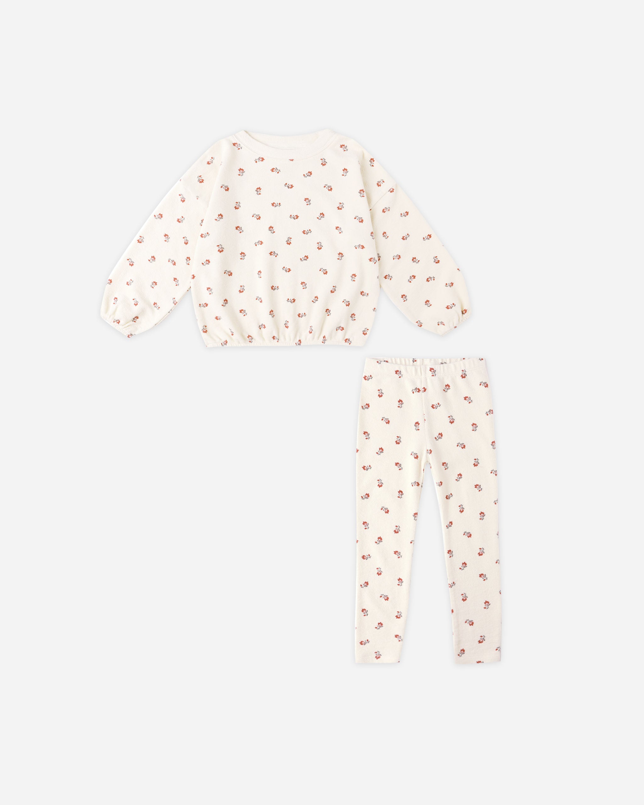 Rylee + Cru Spongey Knit Set - Ruby Ditsy