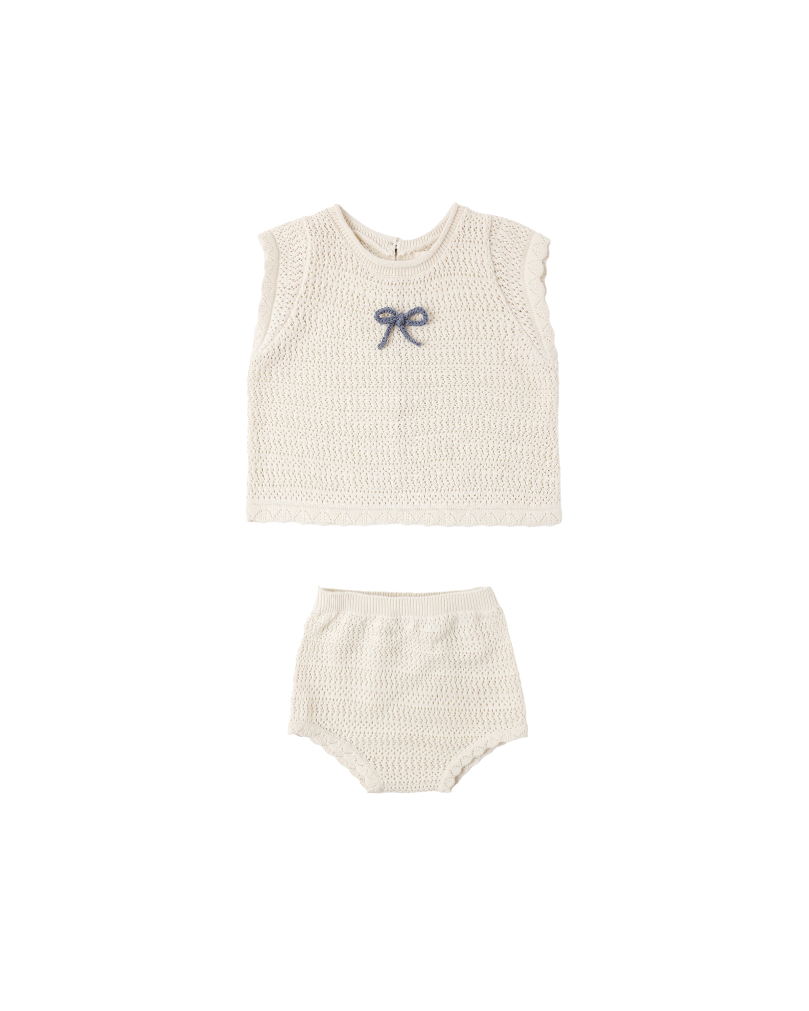 Rylee + Cru Scallop Knit Baby Set - Natural