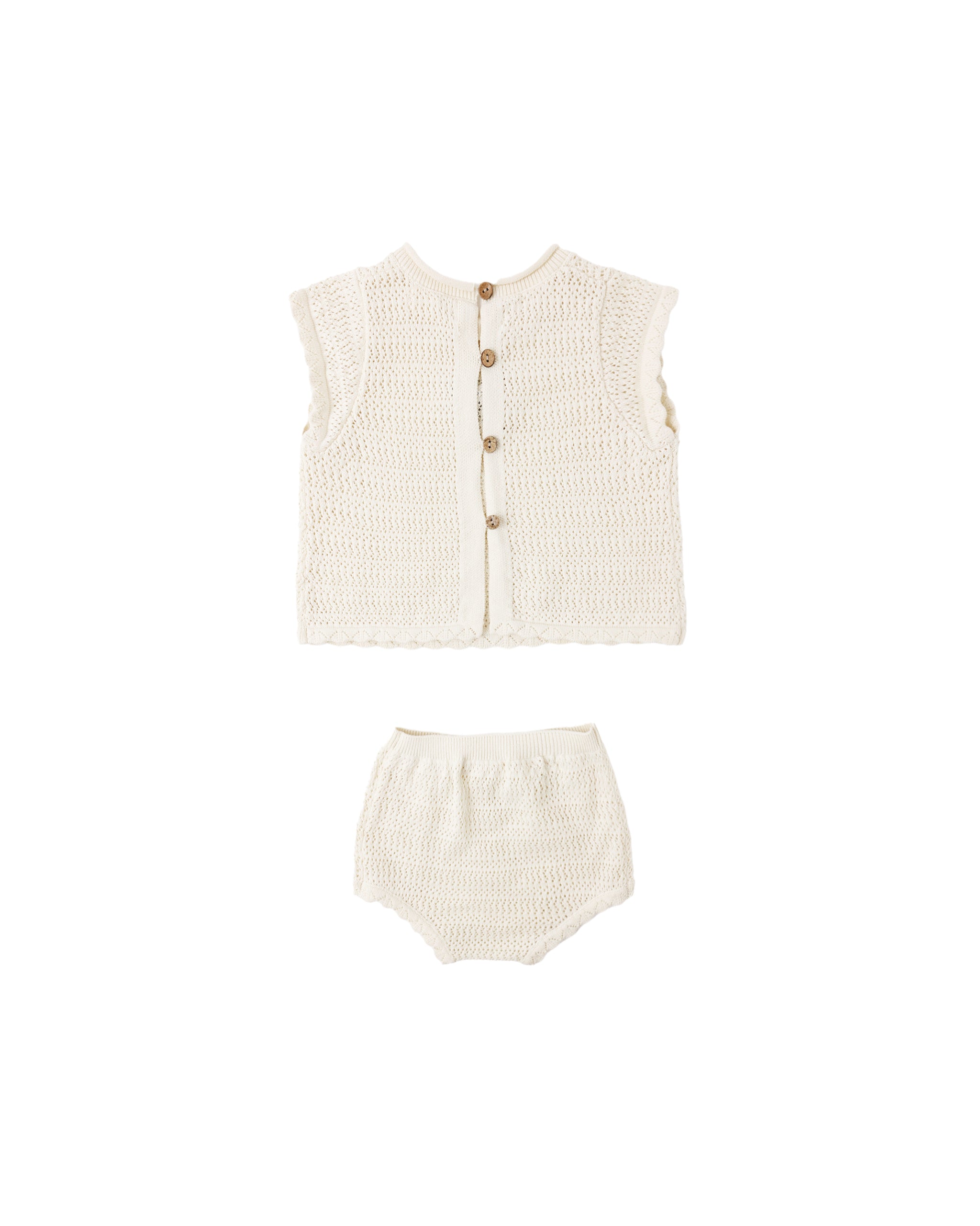Rylee + Cru Scallop Knit Baby Set - Natural
