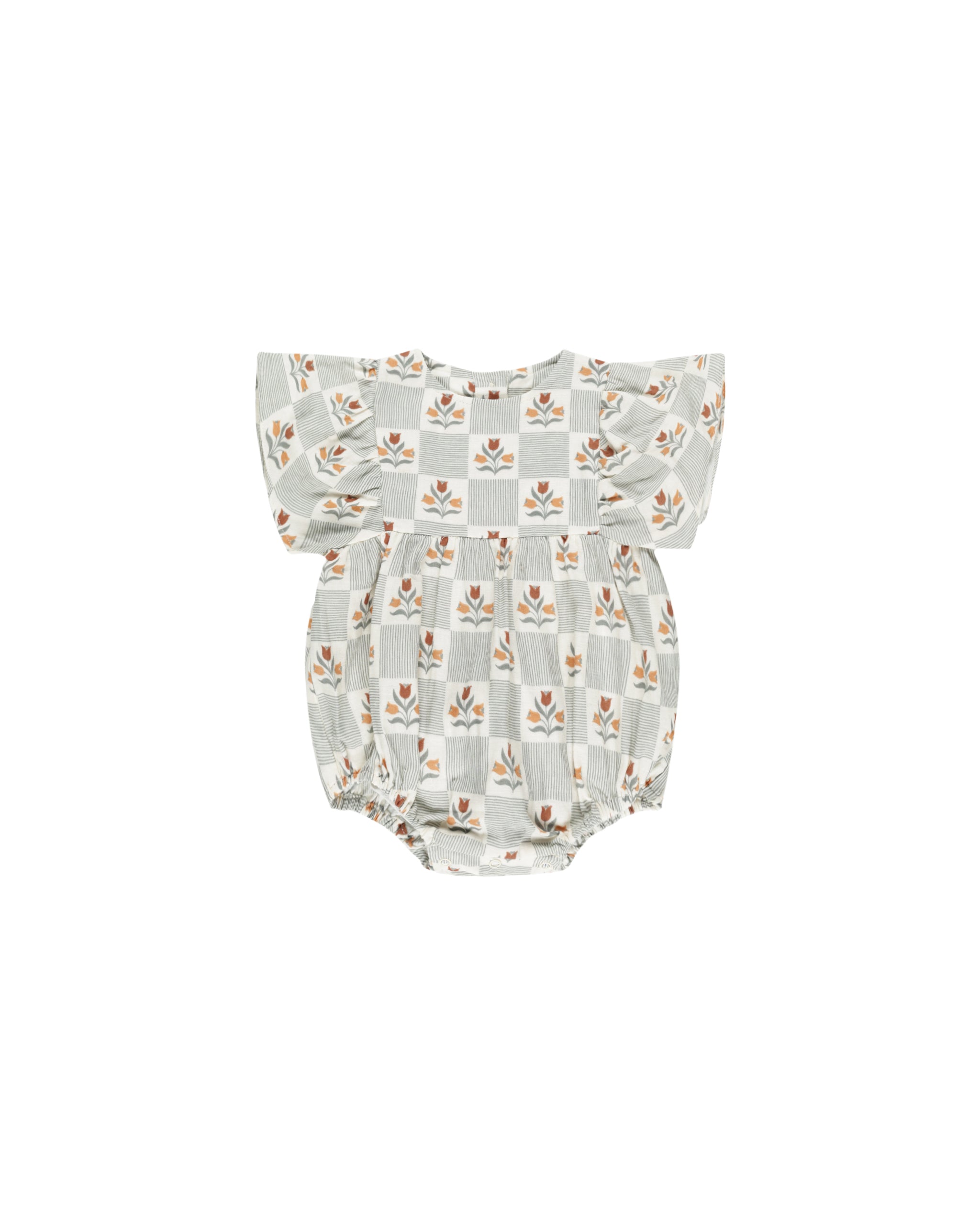 Rylee + Cru Kalea Romper - Garden Grid