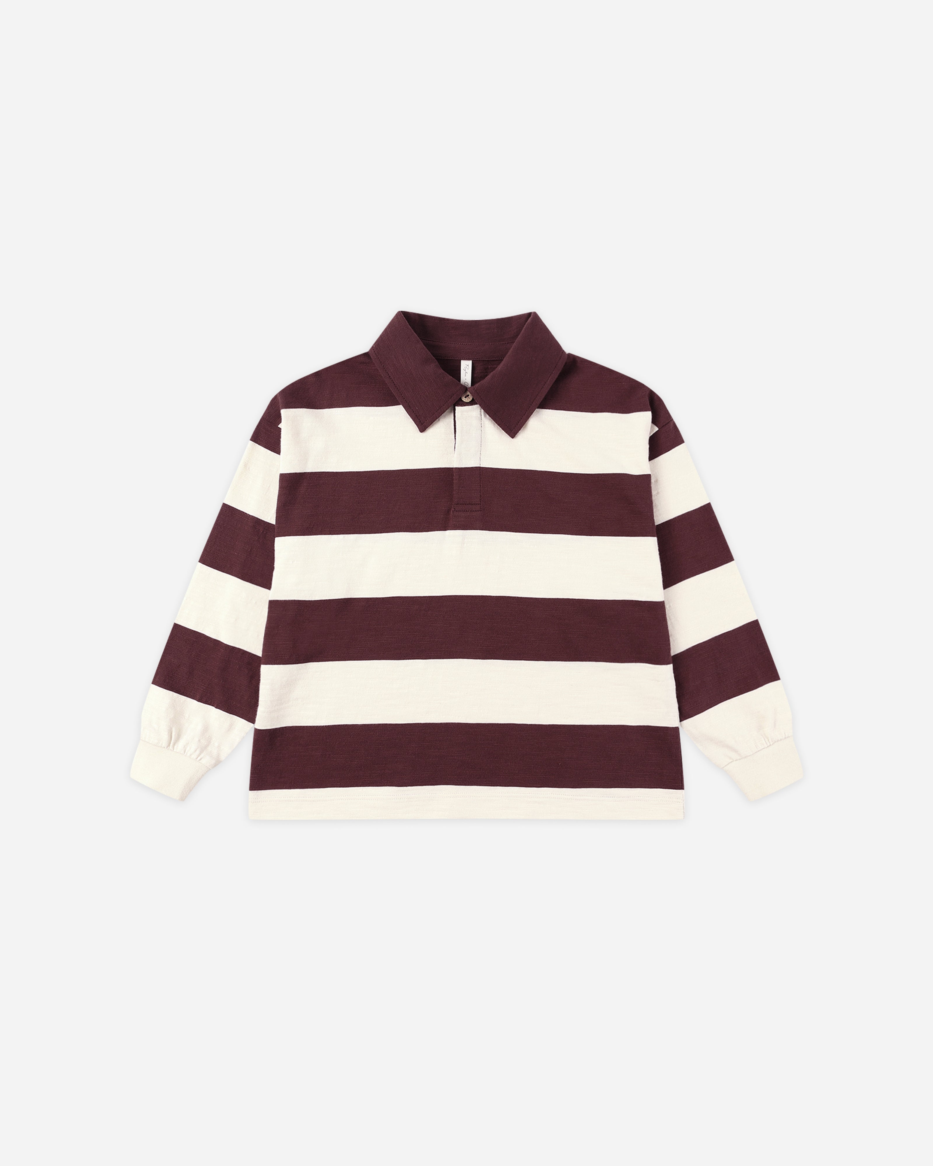 Rylee + Cru Rugby Polo - Burgundy Stripe
