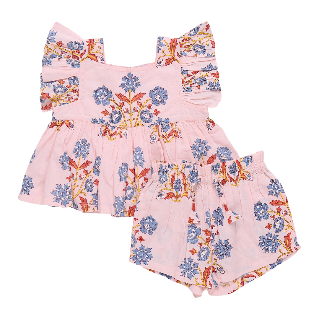 Pink Chicken Girls Elsie Two-Piece Set - Pink Provence Floral