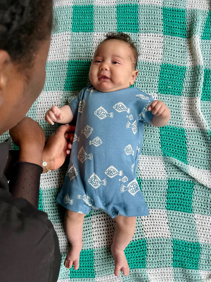 Lewis Baby Romper - Flounder - Indigo