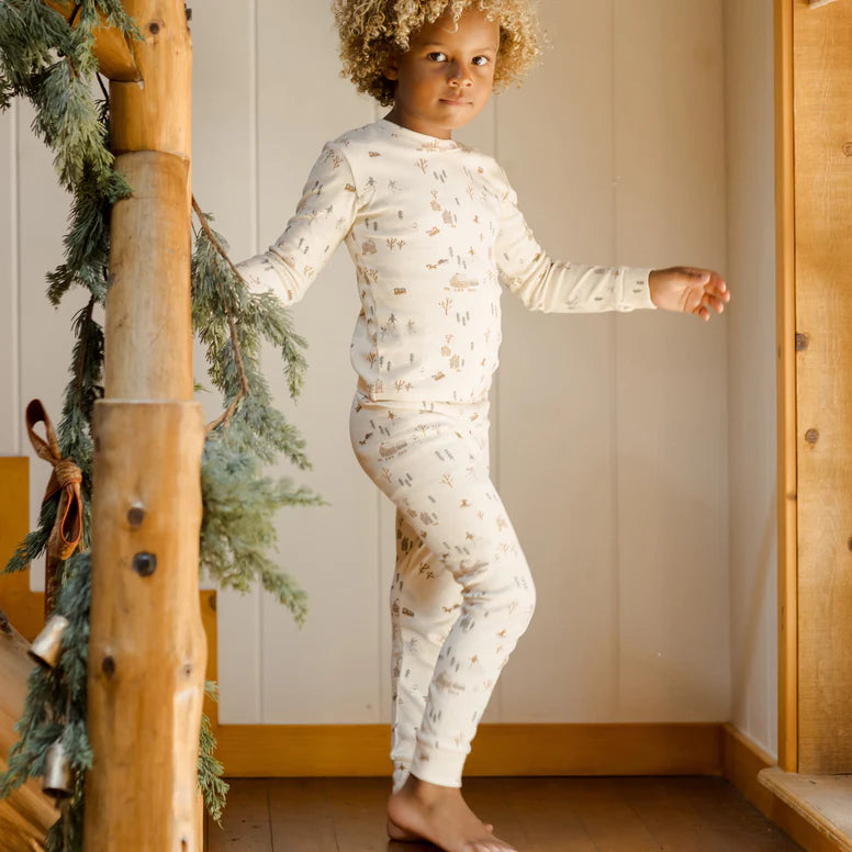 Rylee + Cru Organic Long Sleeve Pajama Set - Winter Town