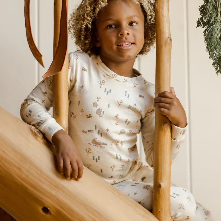 Rylee + Cru Organic Long Sleeve Pajama Set - Winter Town