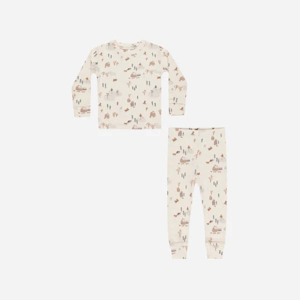 Rylee + Cru Organic Long Sleeve Pajama Set - Winter Town