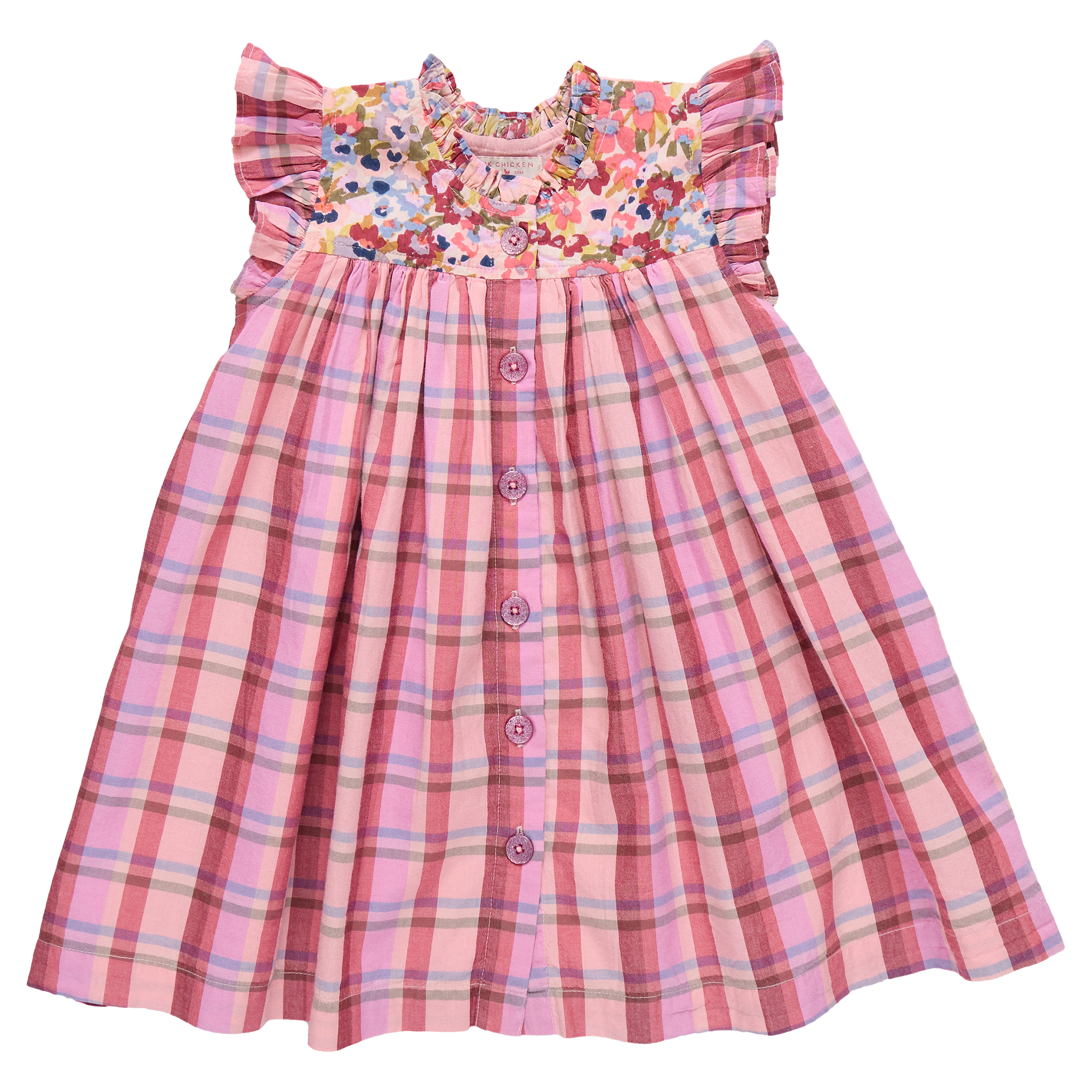Pink Chicken Girls Kaylee Dress - Burgundy Madras Plaid