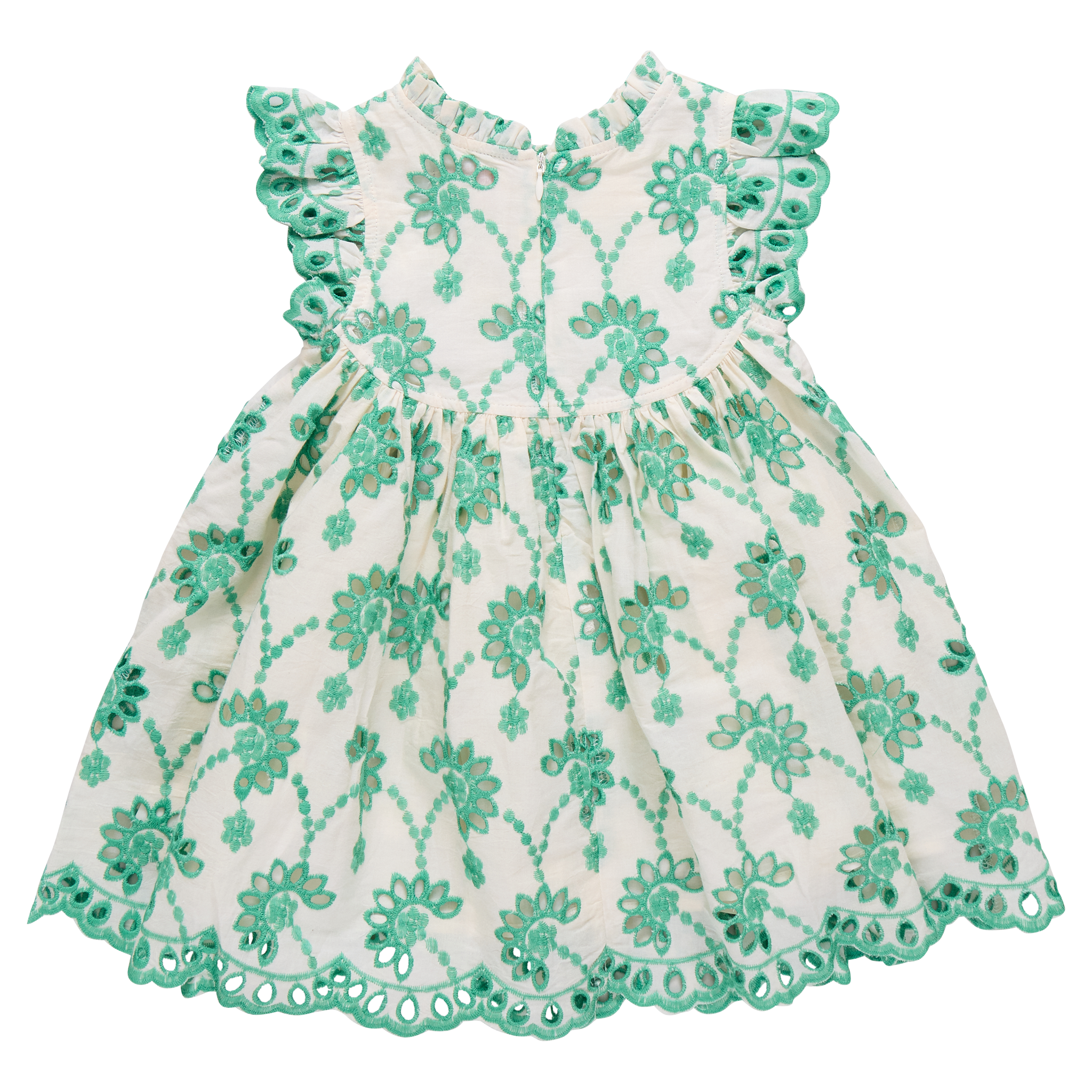 Pink Chicken Girls Cynthia Dress - Kelly Green Eyelet